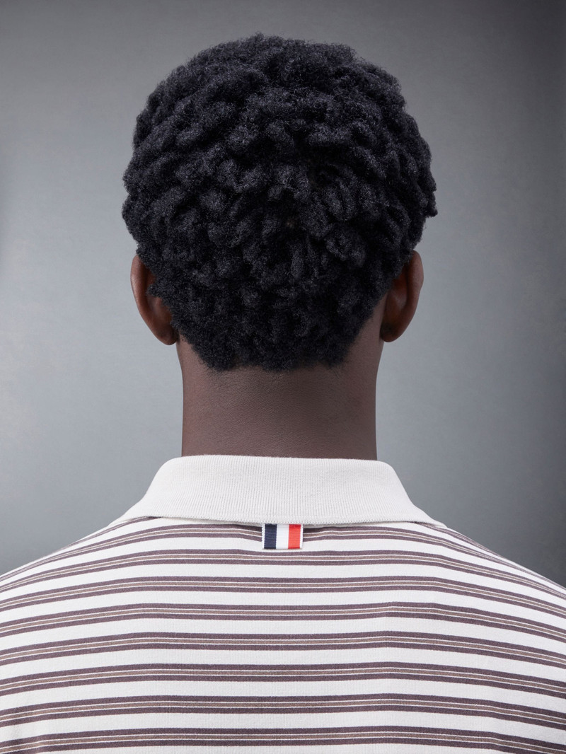 Stripe Jersey Whale Icon Short Sleeve Polo 4