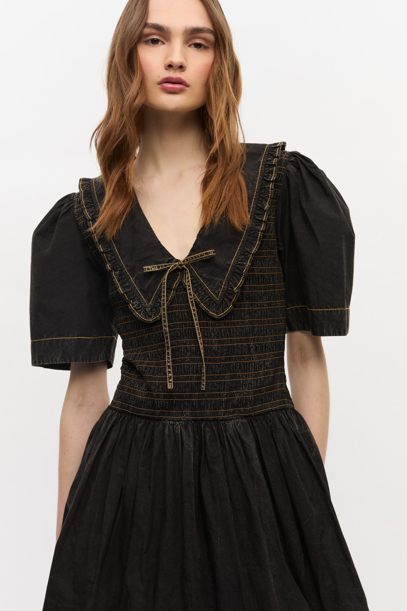 BLACK WASHED SMOCK DRESS - 4