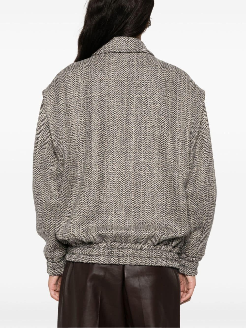 herringbone-pattern jacket - 4