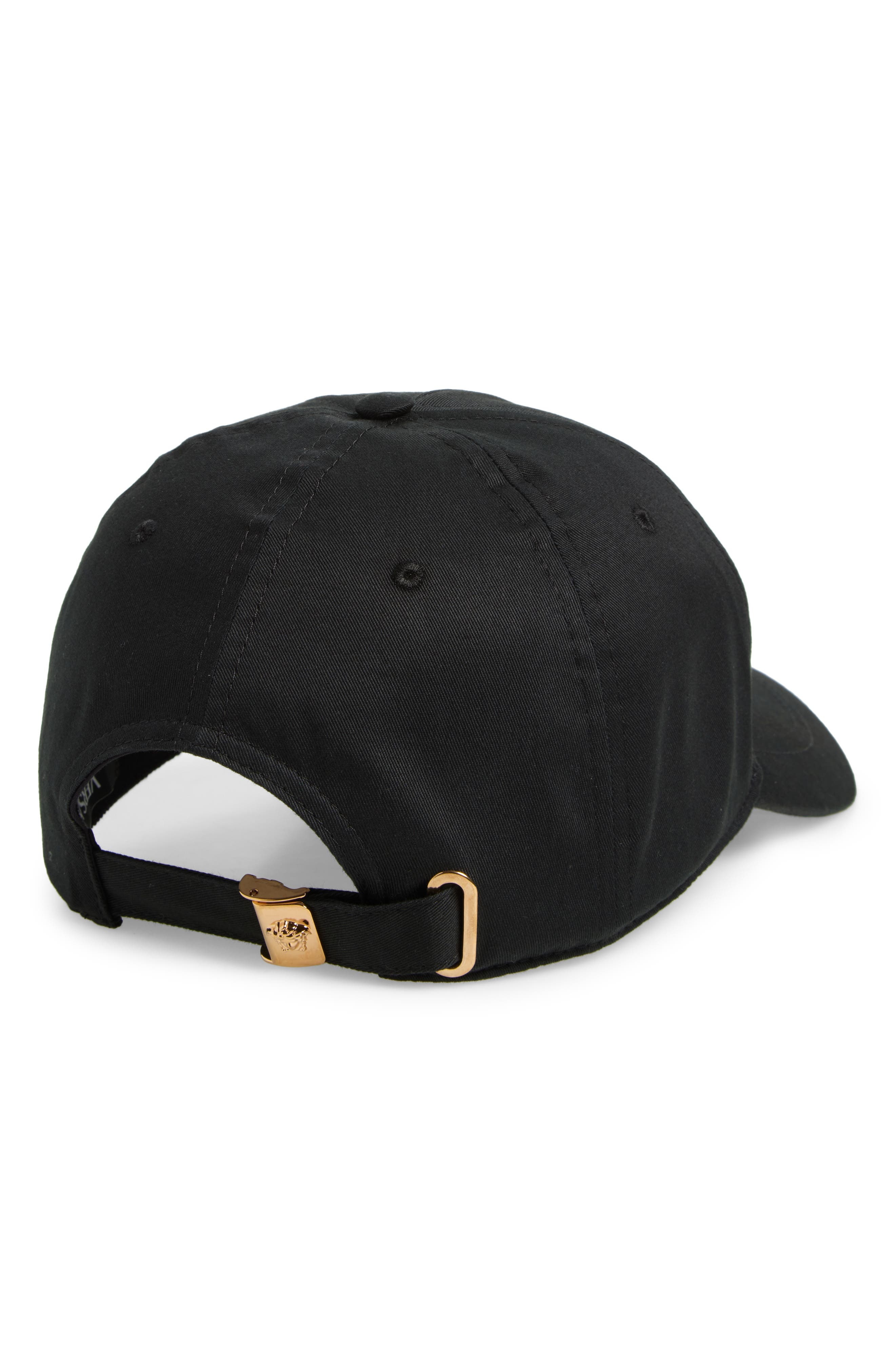 Versace Medusa Embroidered Cotton Drill Adjustable Baseball Cap in Black Gold at Nordstrom - 2