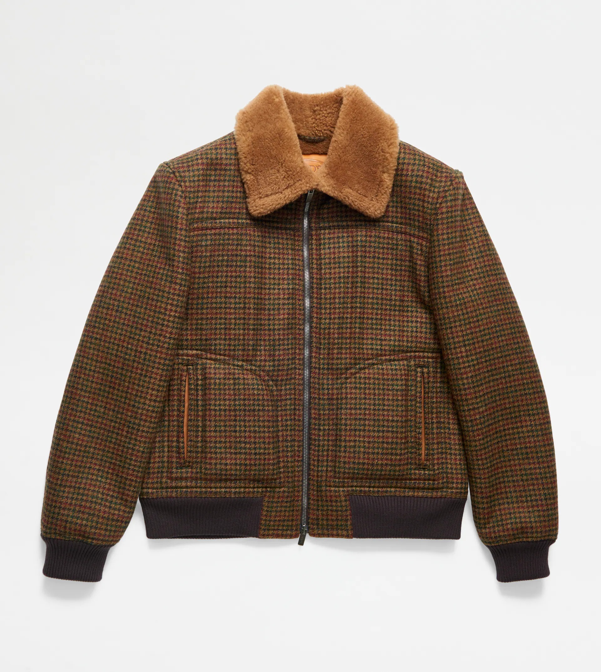 SHETLAND BOMBER LINED IN SHEARLING - BROWN, RED - 1