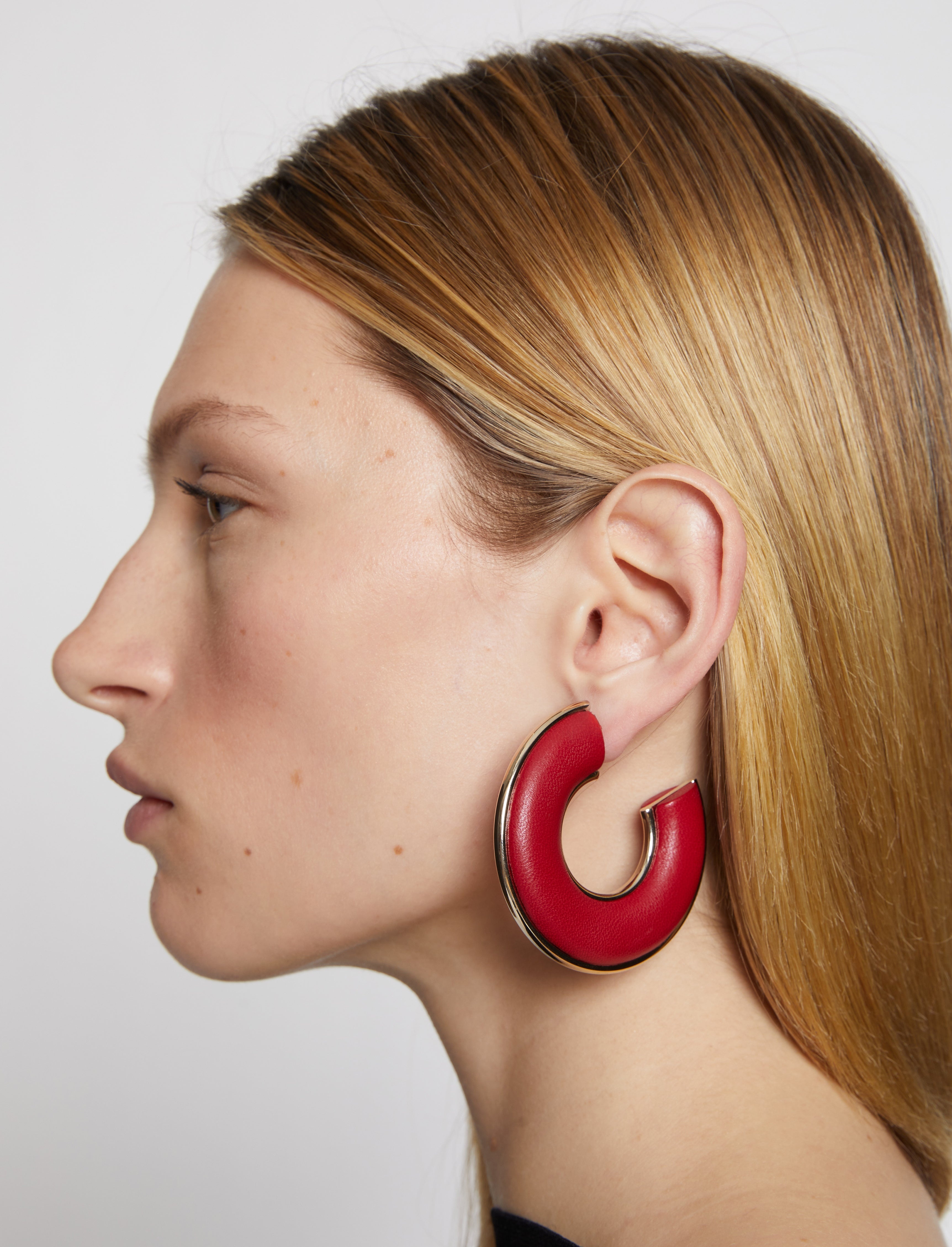 Leather Hoop Earrings - 1