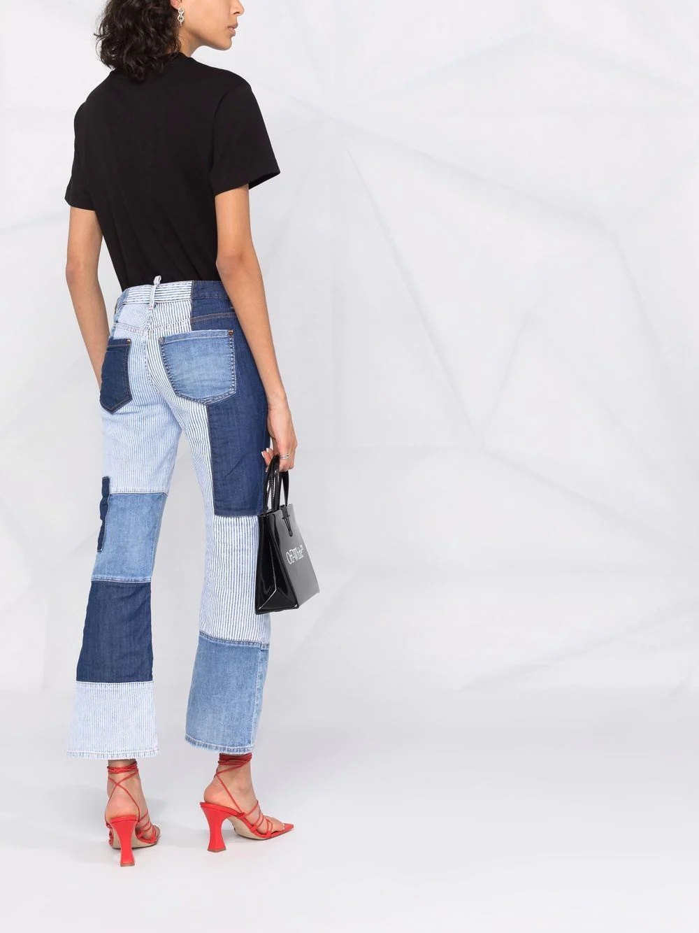 cropped patchwork pocket-detail jeans - 4