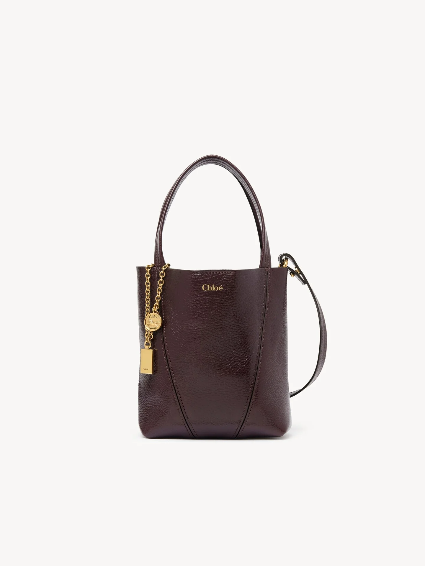 SMALL CHLOÉ SPIN TOTE BAG IN GRAINED LEATHER - 1