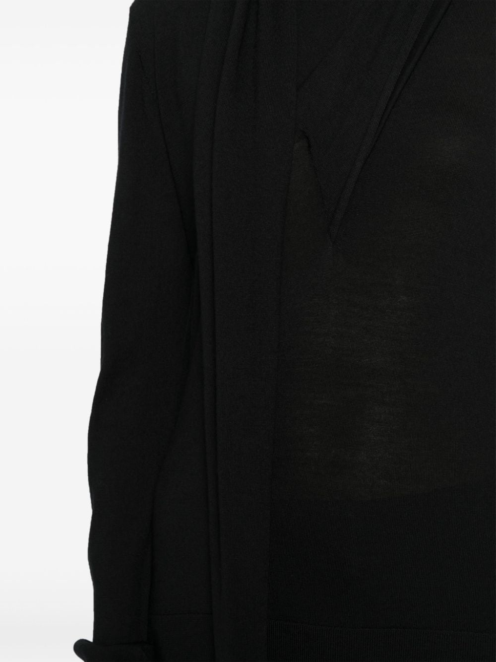 draped-scarf fine knit top - 5