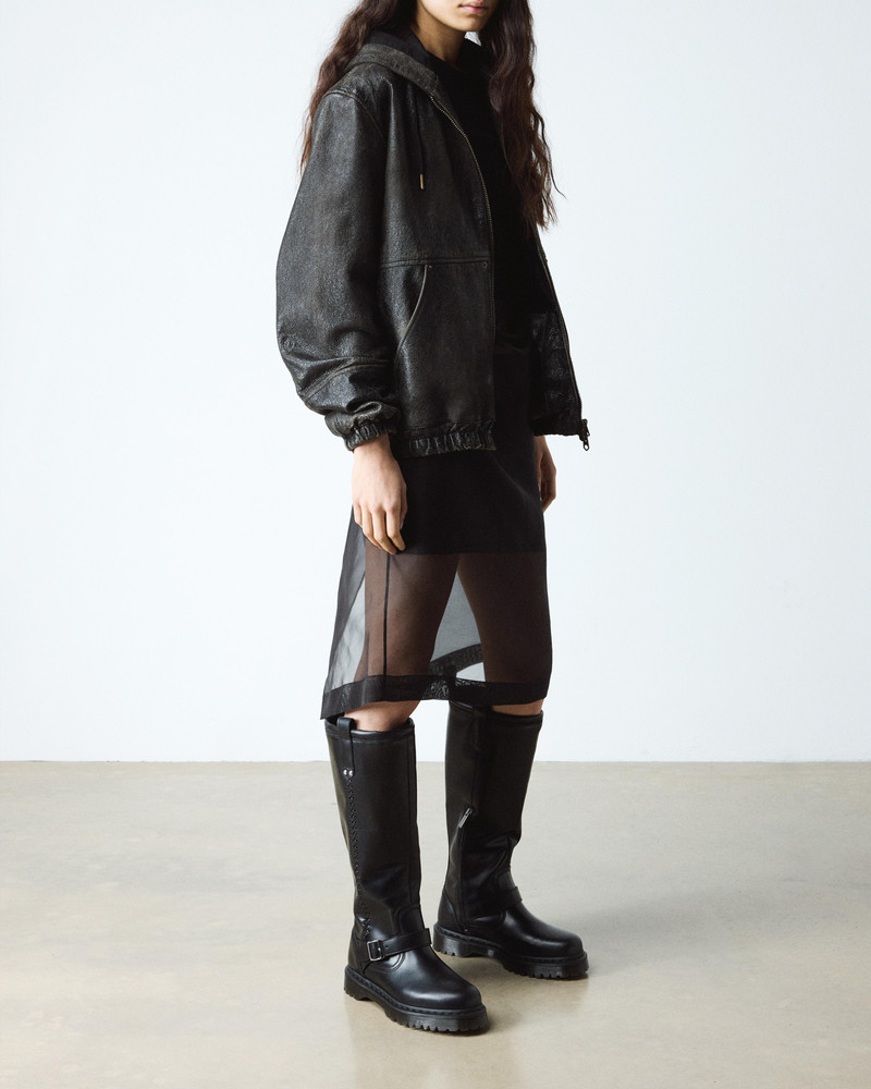 Anistone Knee High Orleans Leather Biker Boots 3