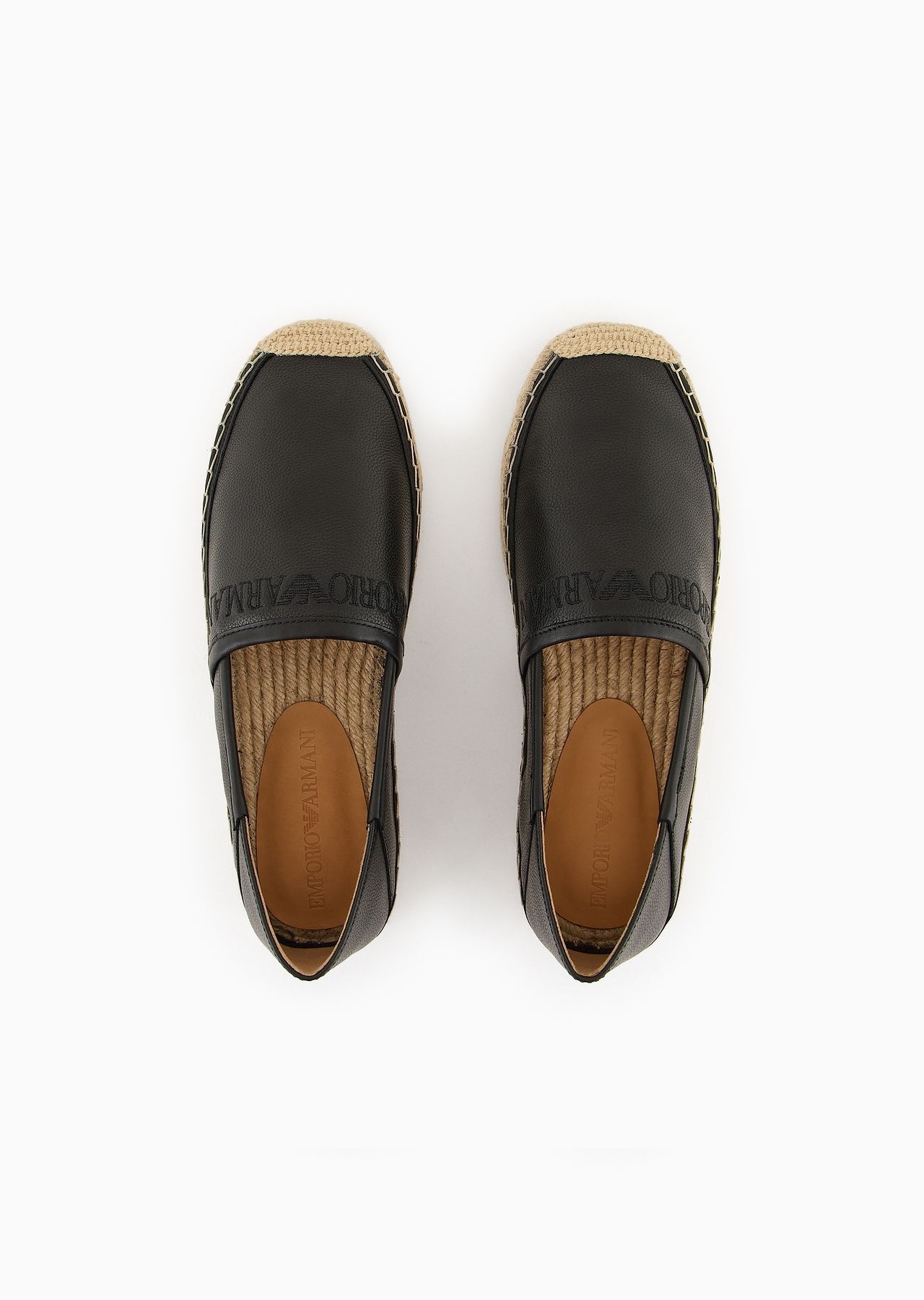 Logo-embroidered leather espadrilles - 3