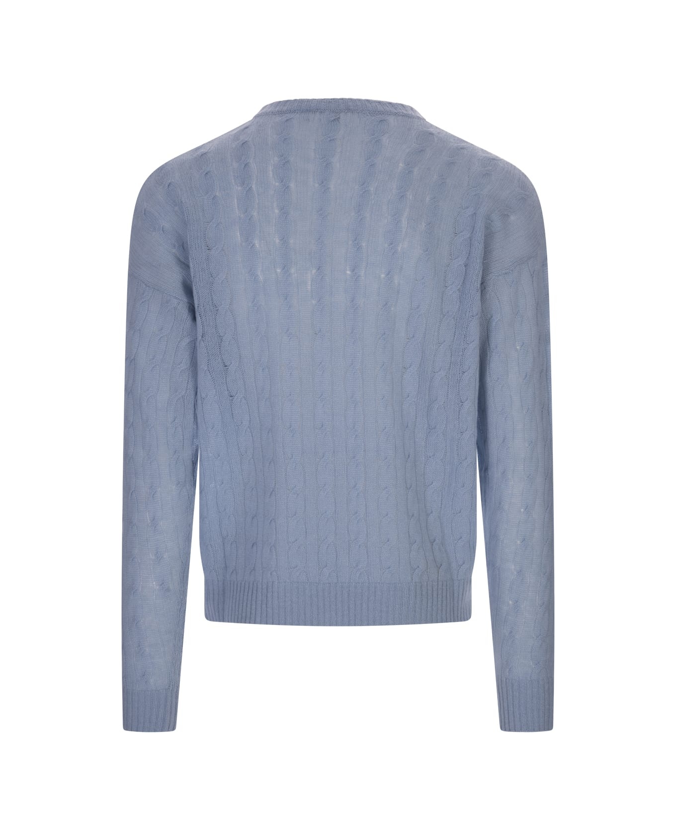 Light Blue Braided Cashmere Sweater - 2