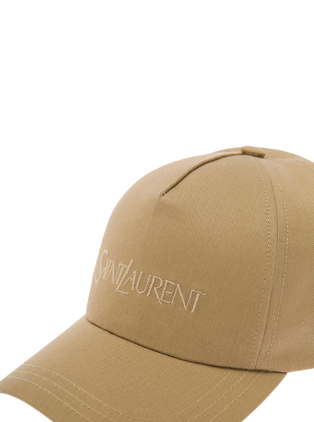 Saint Laurent Men Beige Baseball Cap With Logo Lettering Embroidery In Cotton And Linen Man - 3