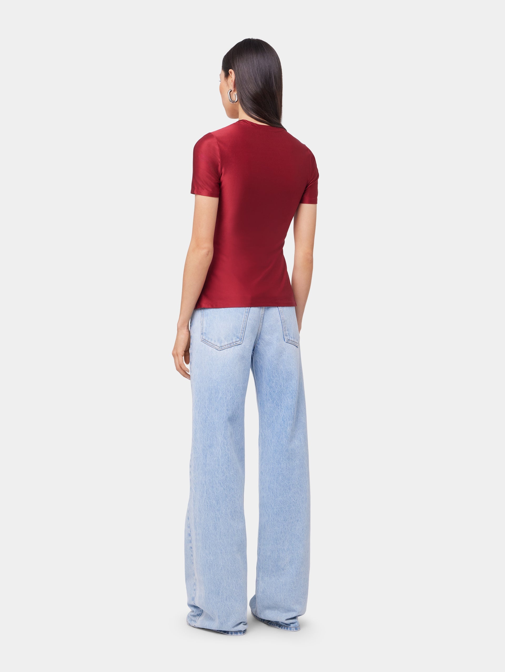 RED SHORT-SLEEVE DRAPED TOP IN JERSEY - 5
