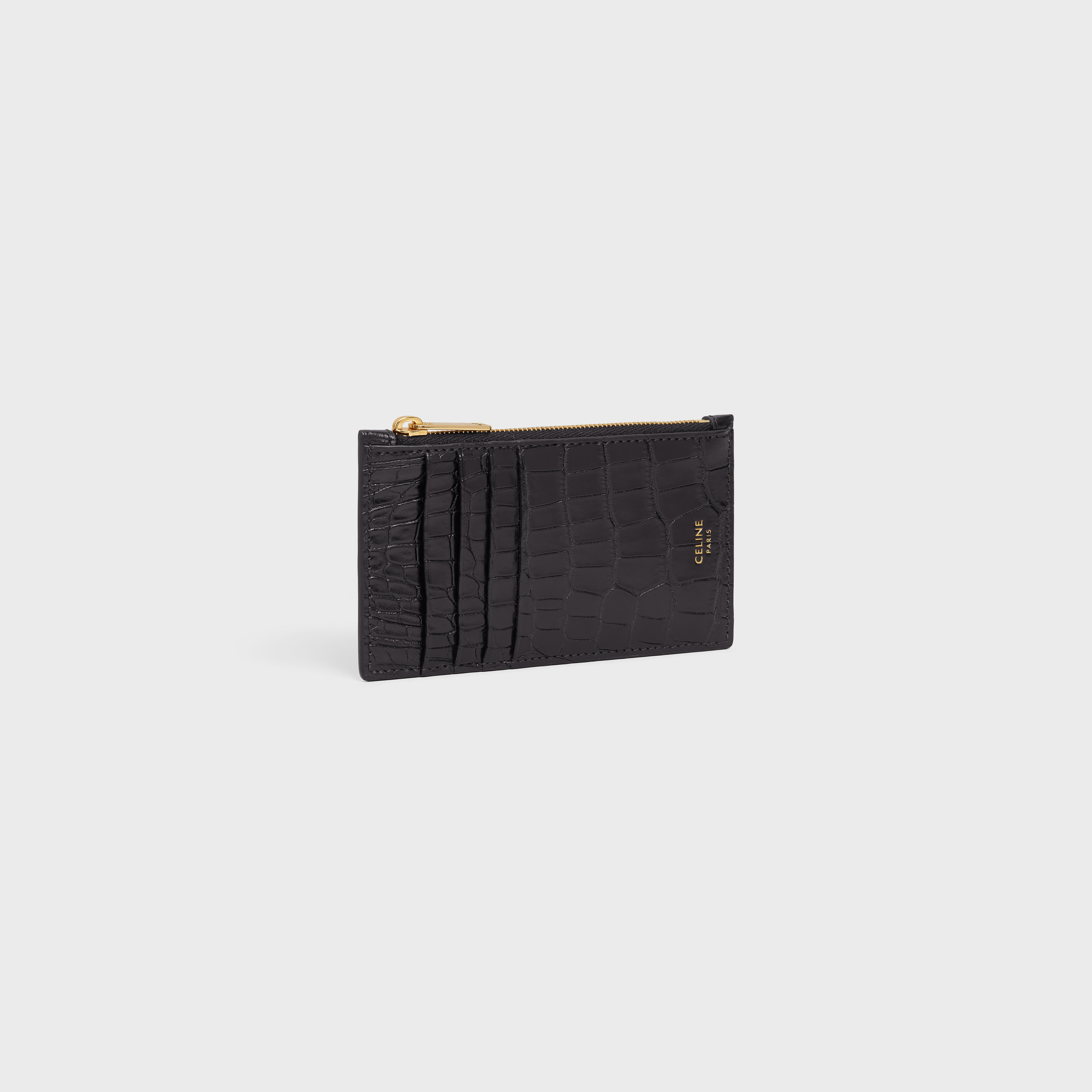 Zipped Compact Card Holder in Crocodile - 2