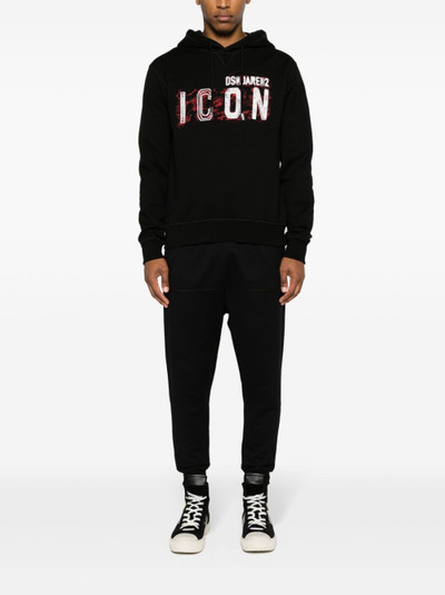 DSQUARED2 Icon Scribble-print cotton hoodie outlook