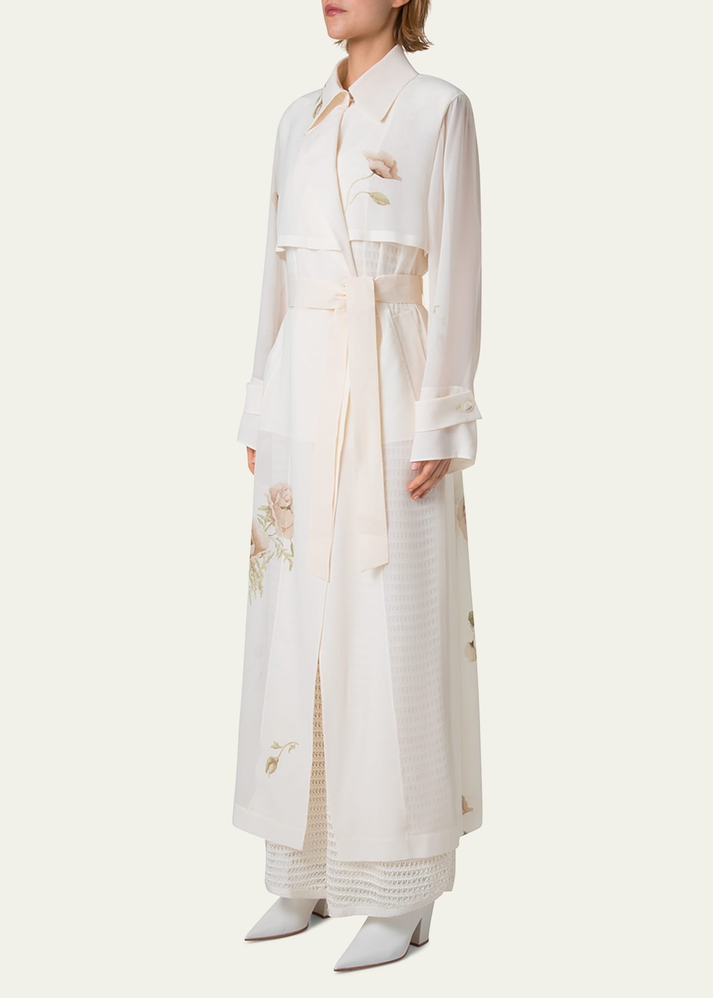 Haider Floral-Print Silk Crepe Trench Coat - 4