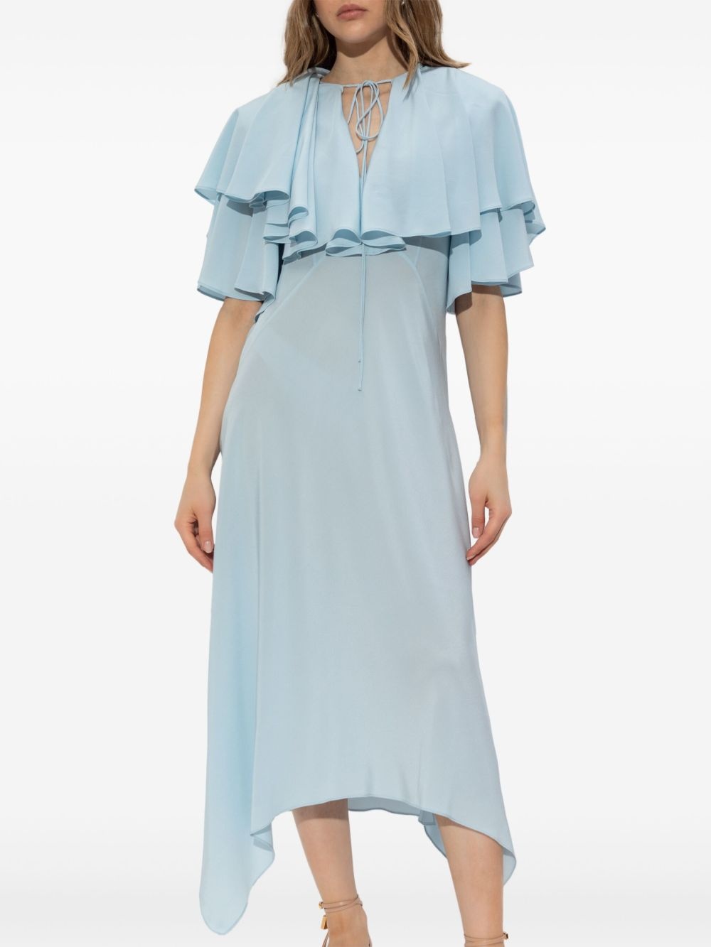 layered semi-sheer midi dress - 3