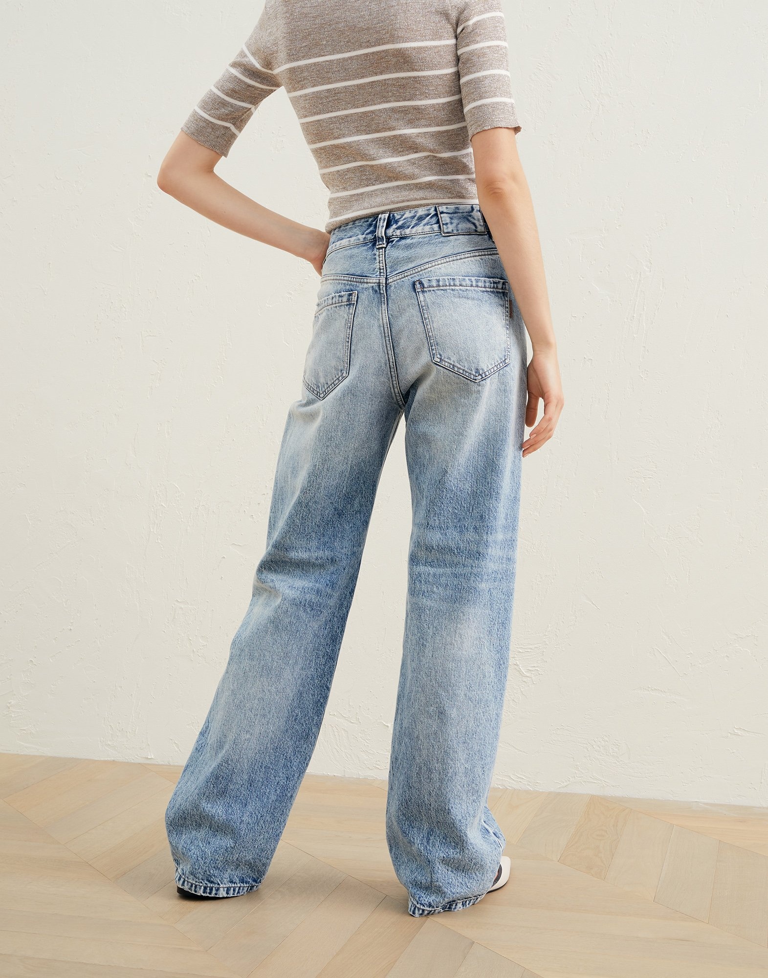 Authentic denim loose trousers with shiny tab - 2