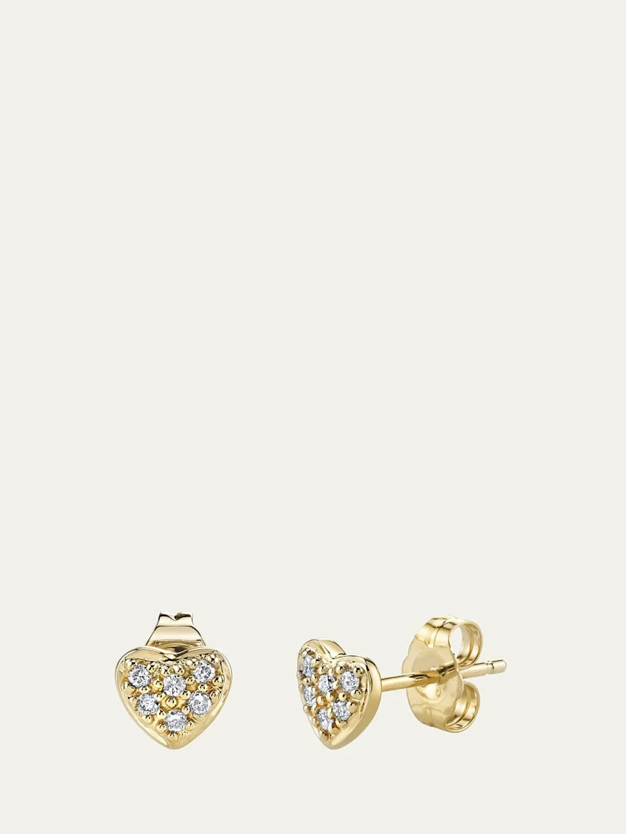 14K Yellow Gold Diamond Mini Heart Earring, Single - 1