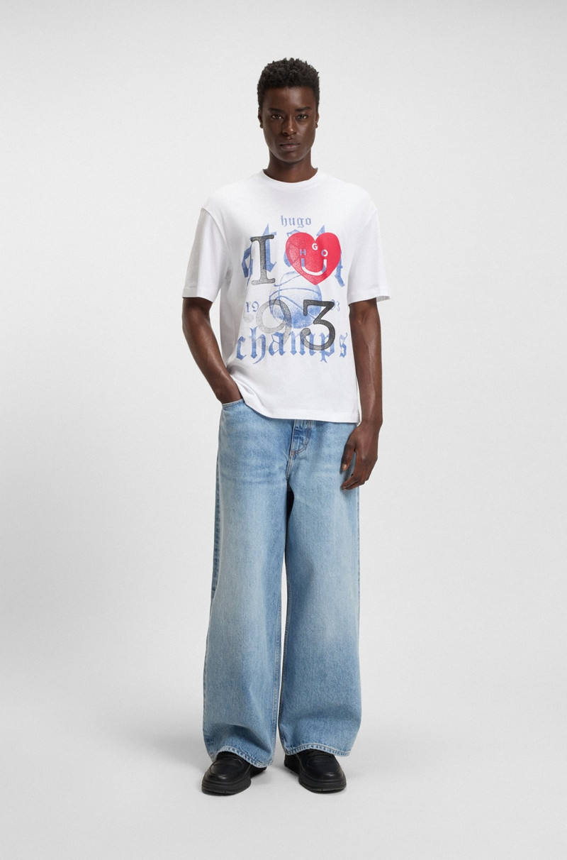 HUGO COTTON-JERSEY T-SHIRT WITH HAPPY HUGO ARTWORK outlook