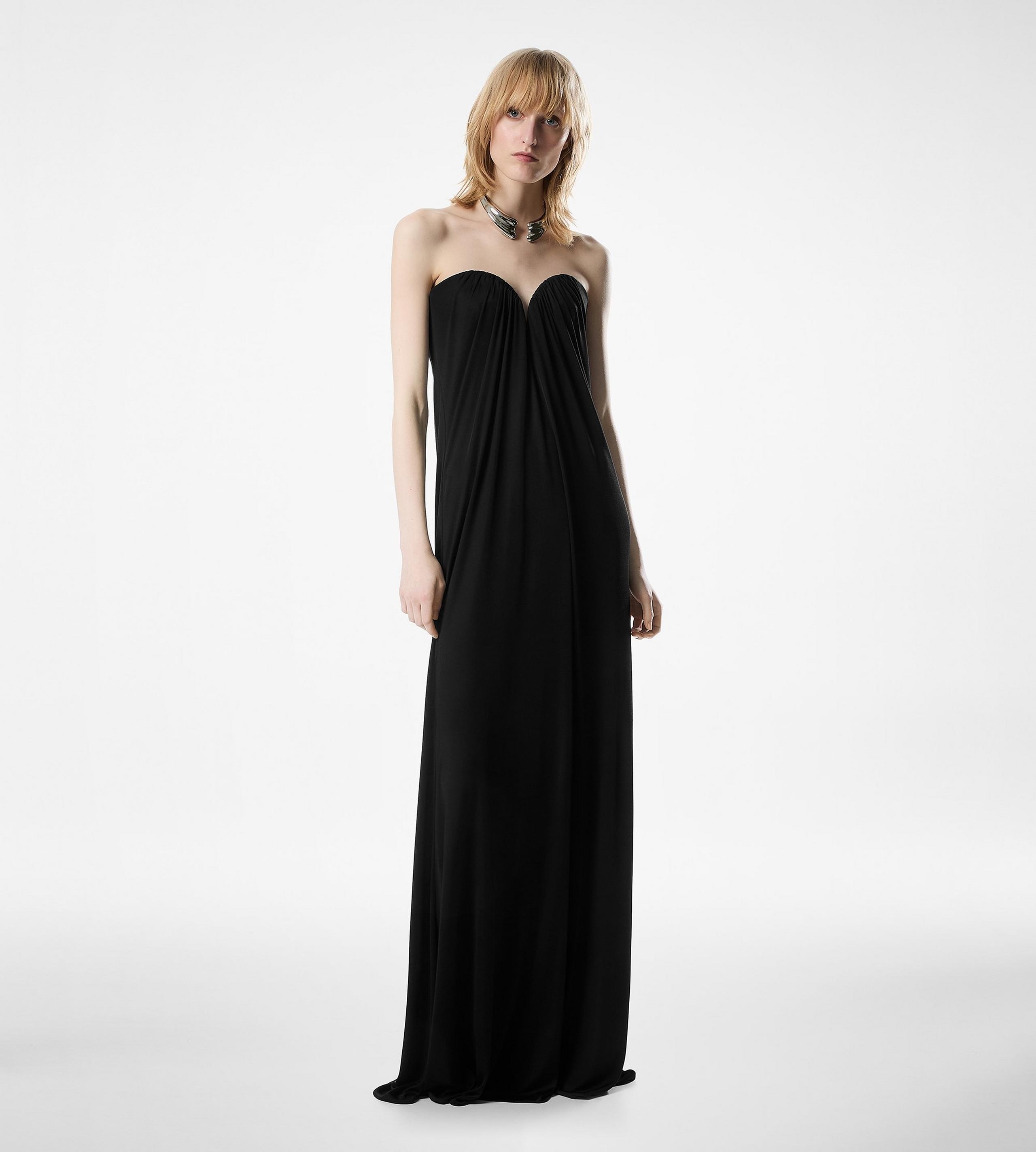 STRAPLESS DRAPED EVENING DRESS - 2