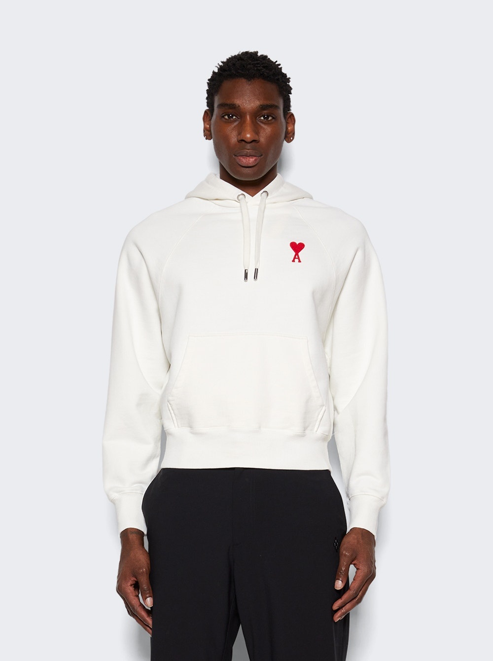 AMI Paris Tonal ADC Hoodie Natural White and Red