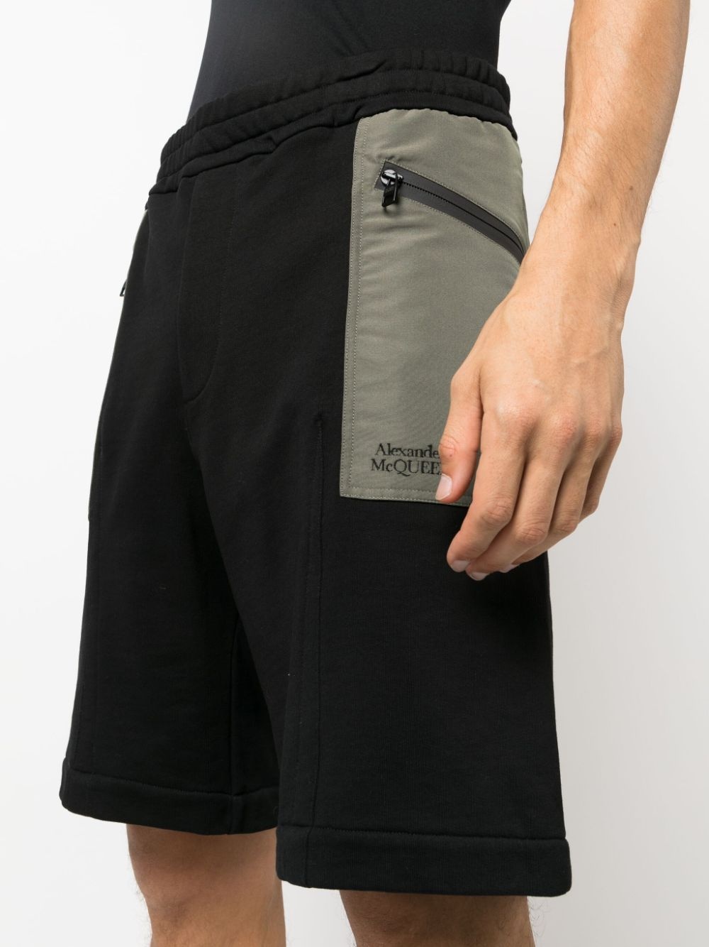 two-tone elasticated track shorts - 5