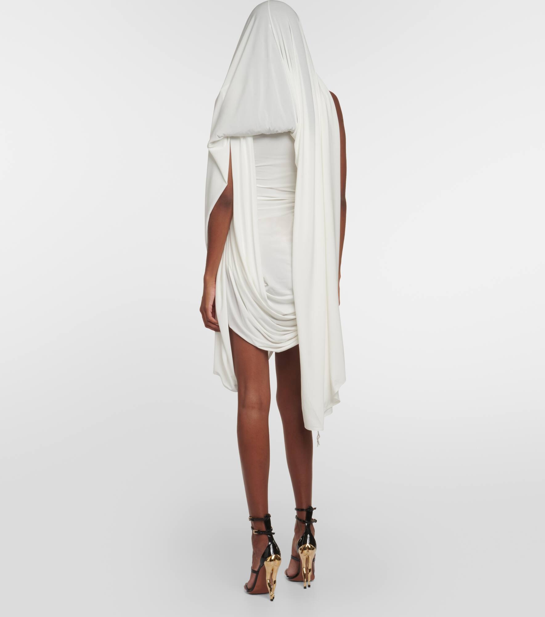 Asymmetric draped jersey minidress - 3