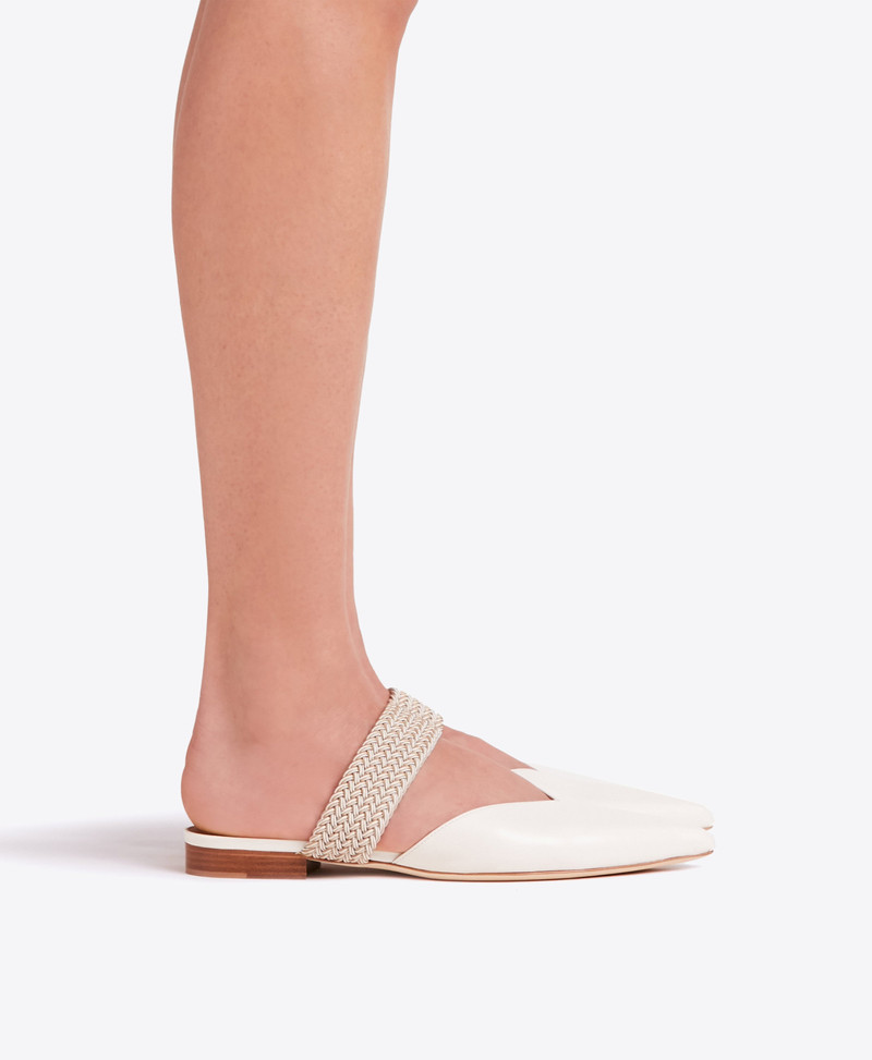 Maisie White Leather Flat Mules 5