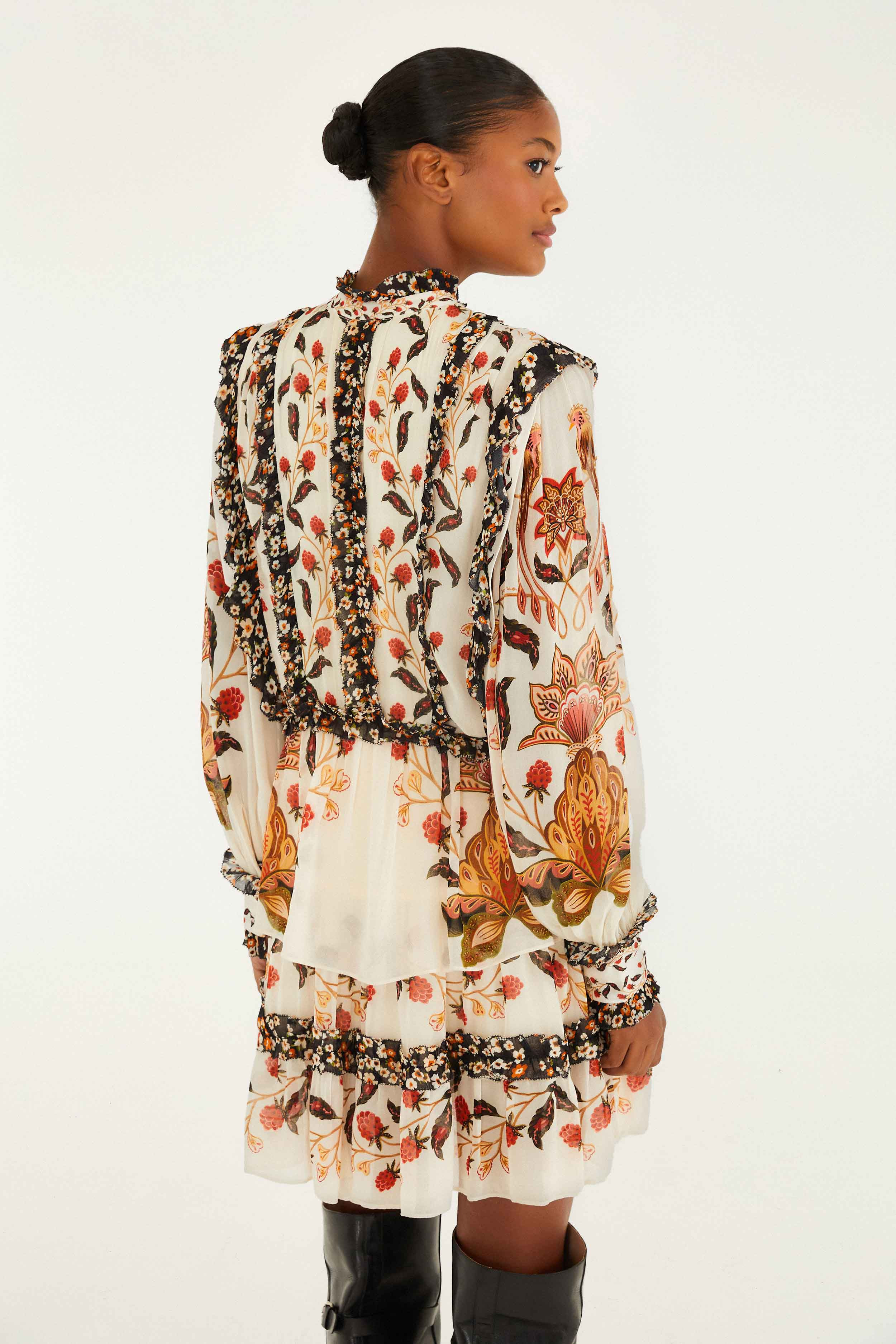 Cream Berry Garden Mini Dress - 4