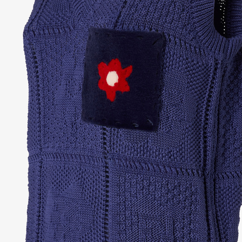 Vest Dark blue crocheted cotton vest 3