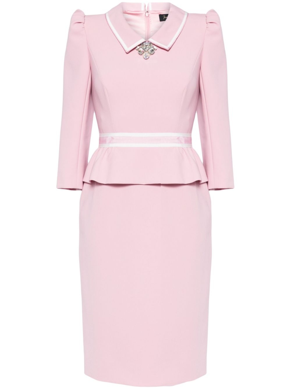 Honeybee peplum-waist midi dress - 1