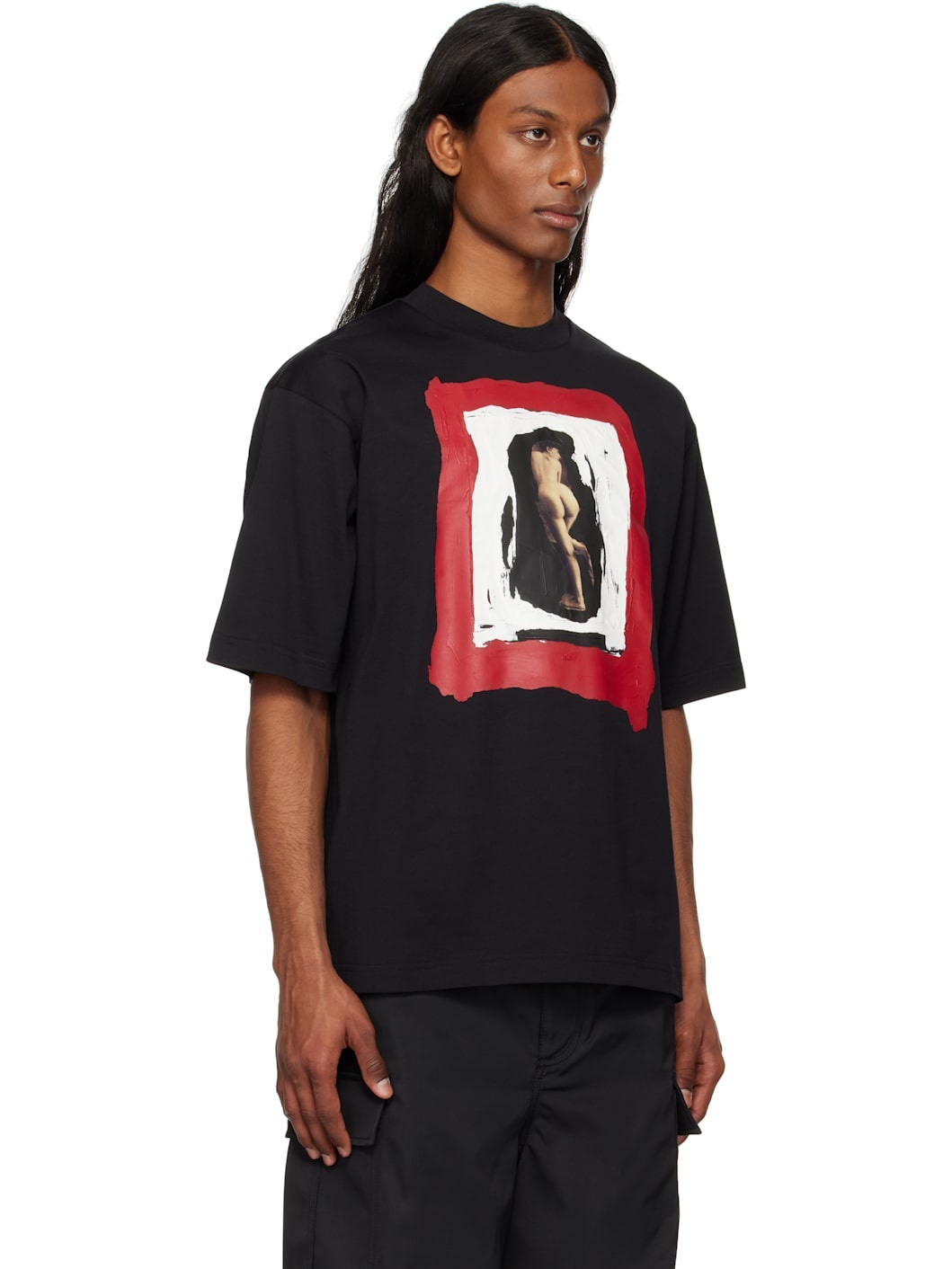 Black Nude Print Cotton T-shirt - 2
