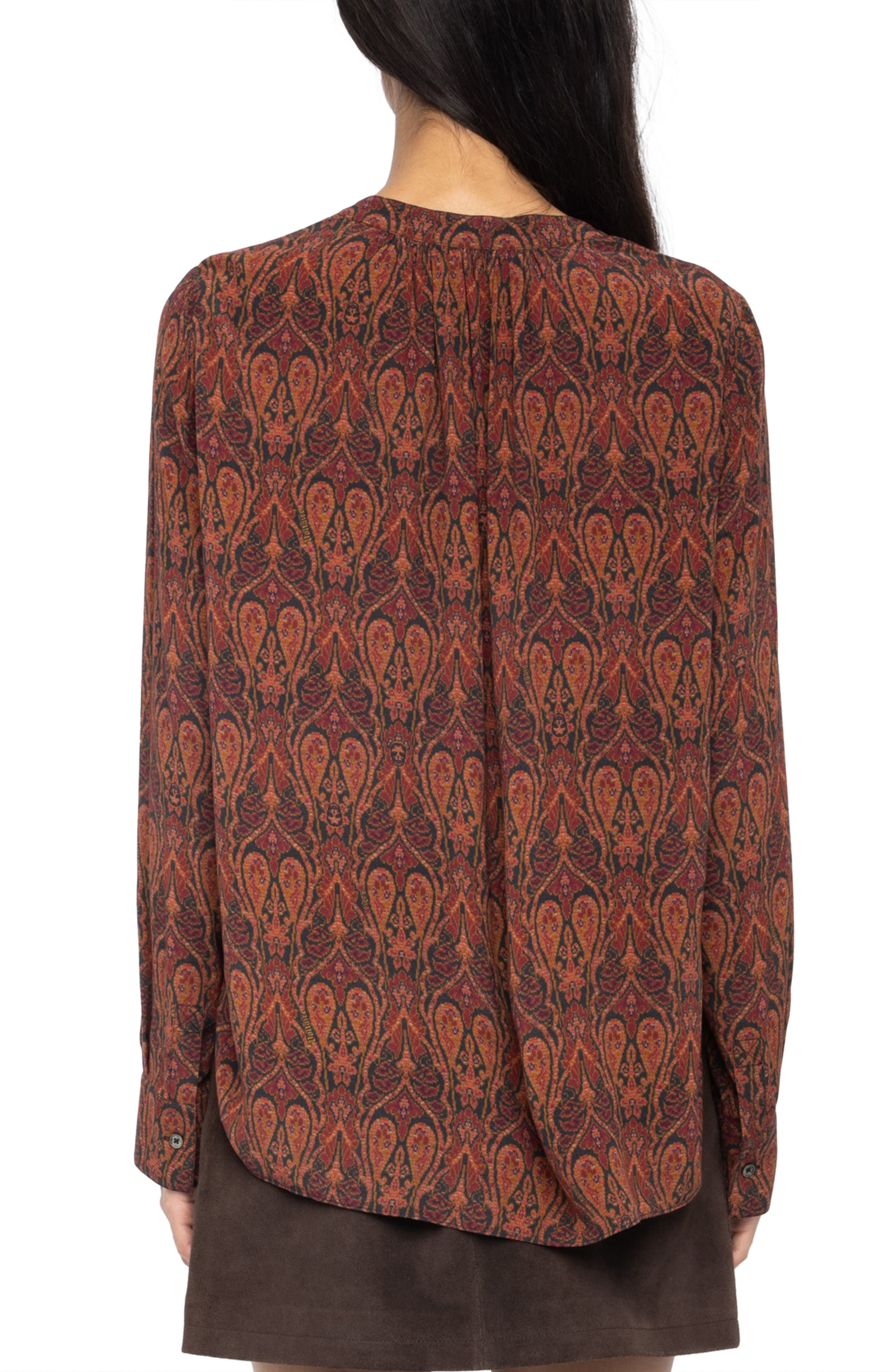 Zadig & Voltaire Tinko Paisley Print Long Sleeve Shirt in Brown/Black at Nordstrom - 2