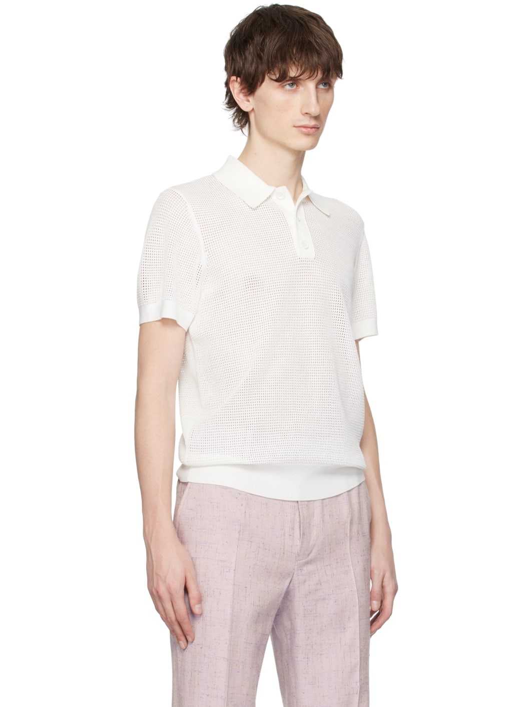 White Three-Button Polo - 2