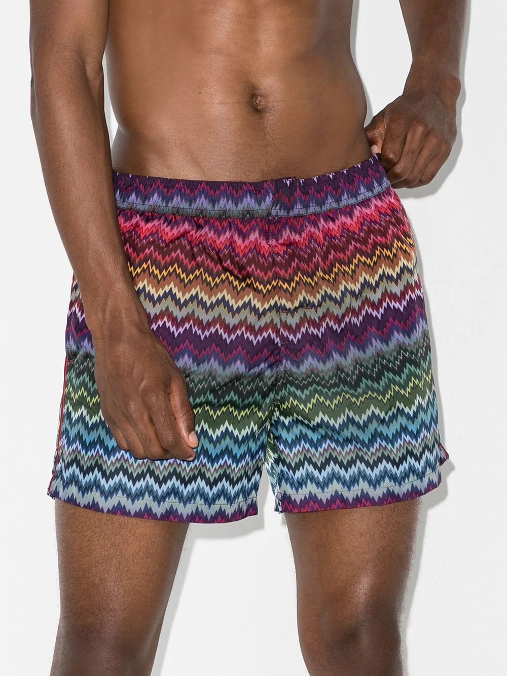 zigzag-print swim shorts - 2