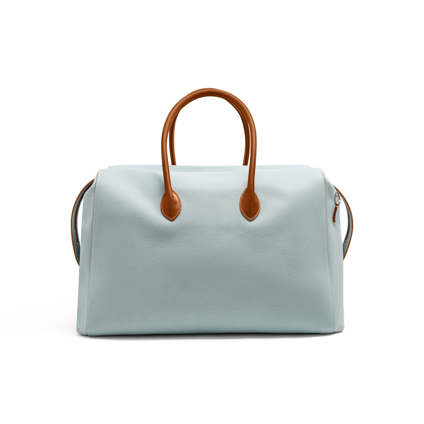 Light blue tumbled leather weekend bag - 3