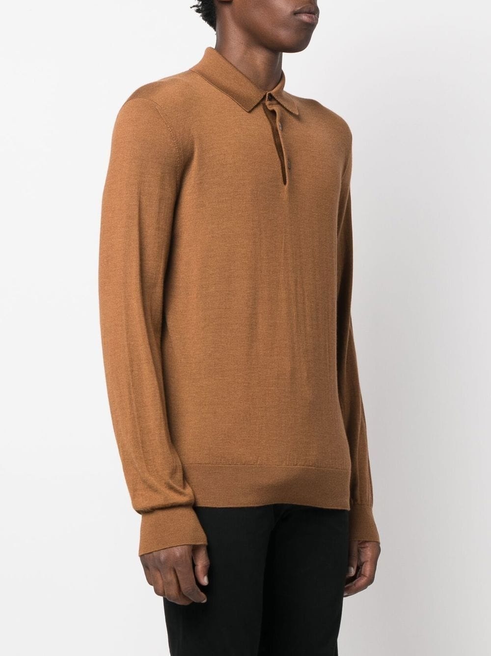knitted long-sleeve polo shirt - 3