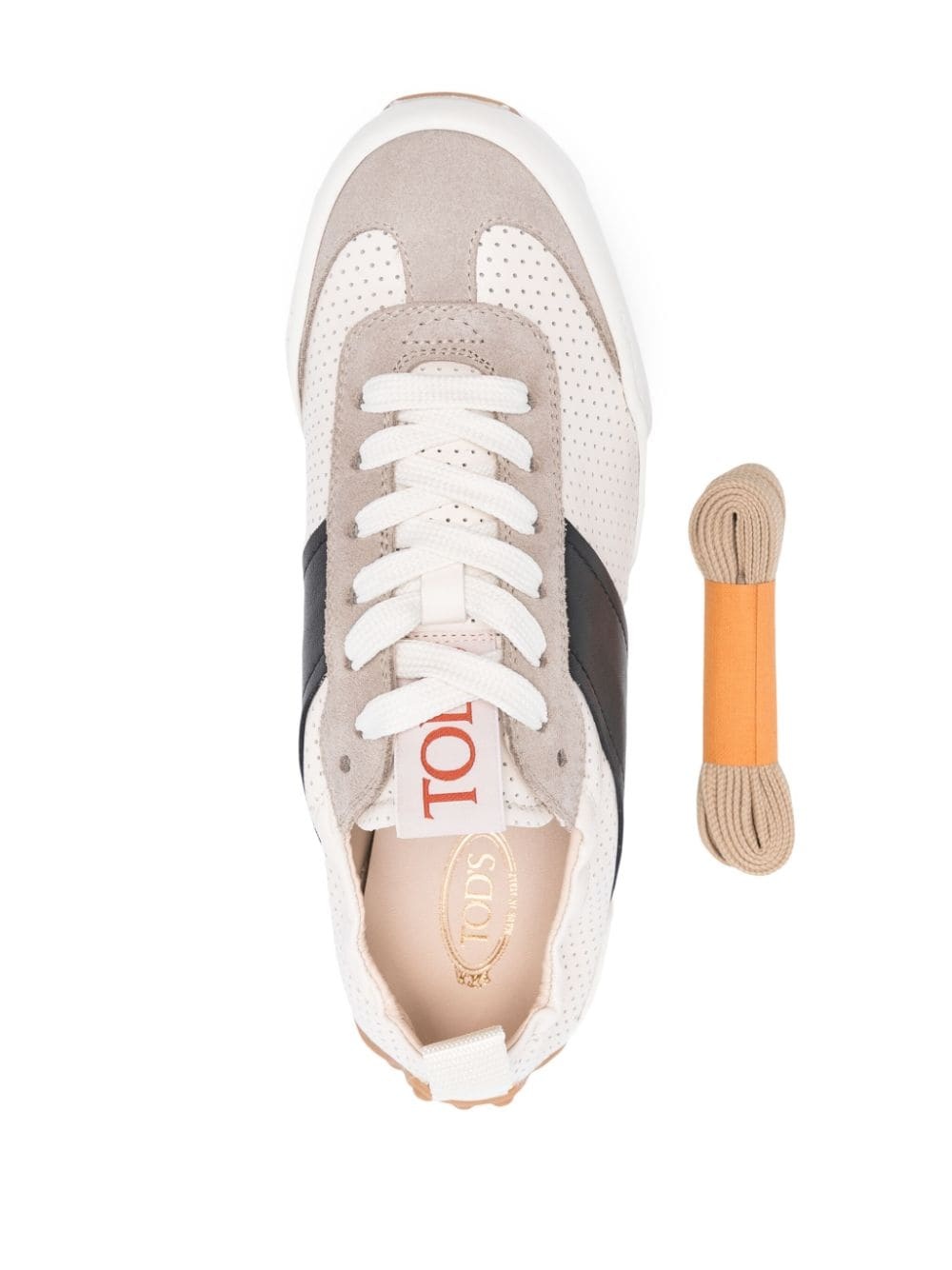 panelled leather sneakers - 4