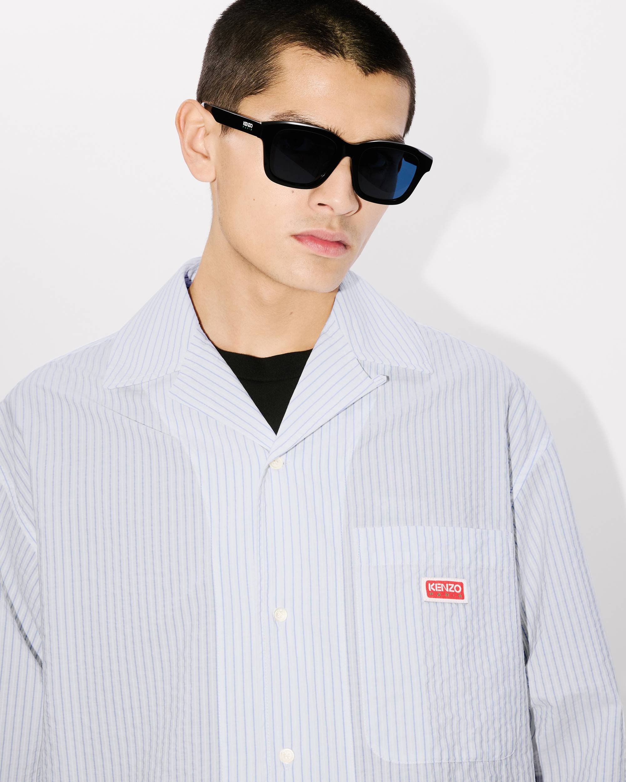 Stripes oversized long sleeve hawaiian shirt - 6