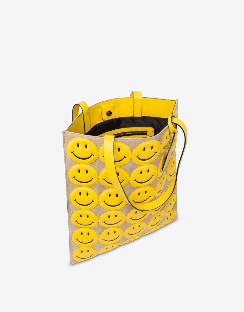 Moschino SHOPPER IN SUEDE ALLOVER SMILEY® outlook
