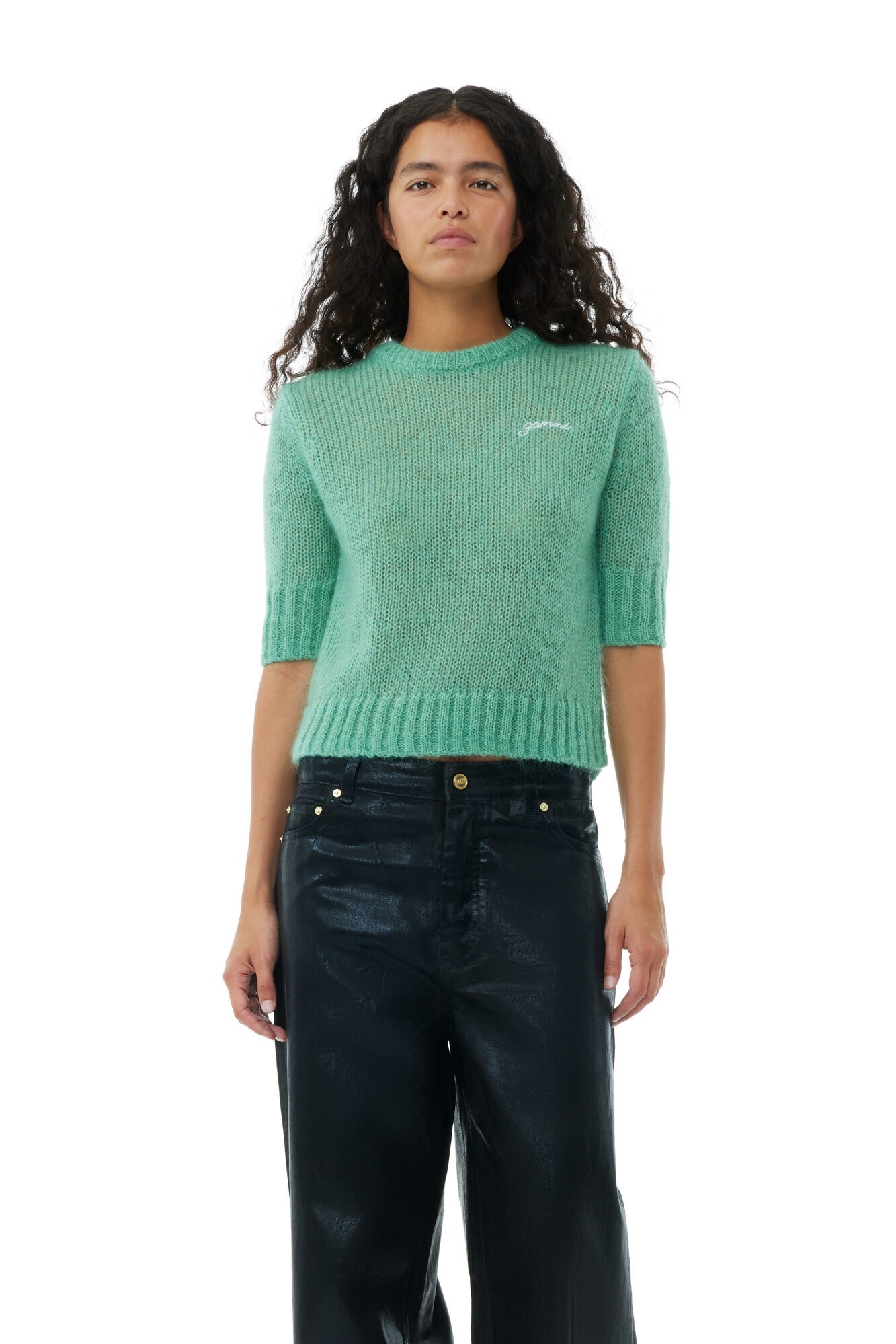 GREEN MOHAIR O-NECK SWEATER - 3