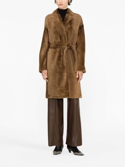 Yves Salomon shearling belted single-breasted coat outlook