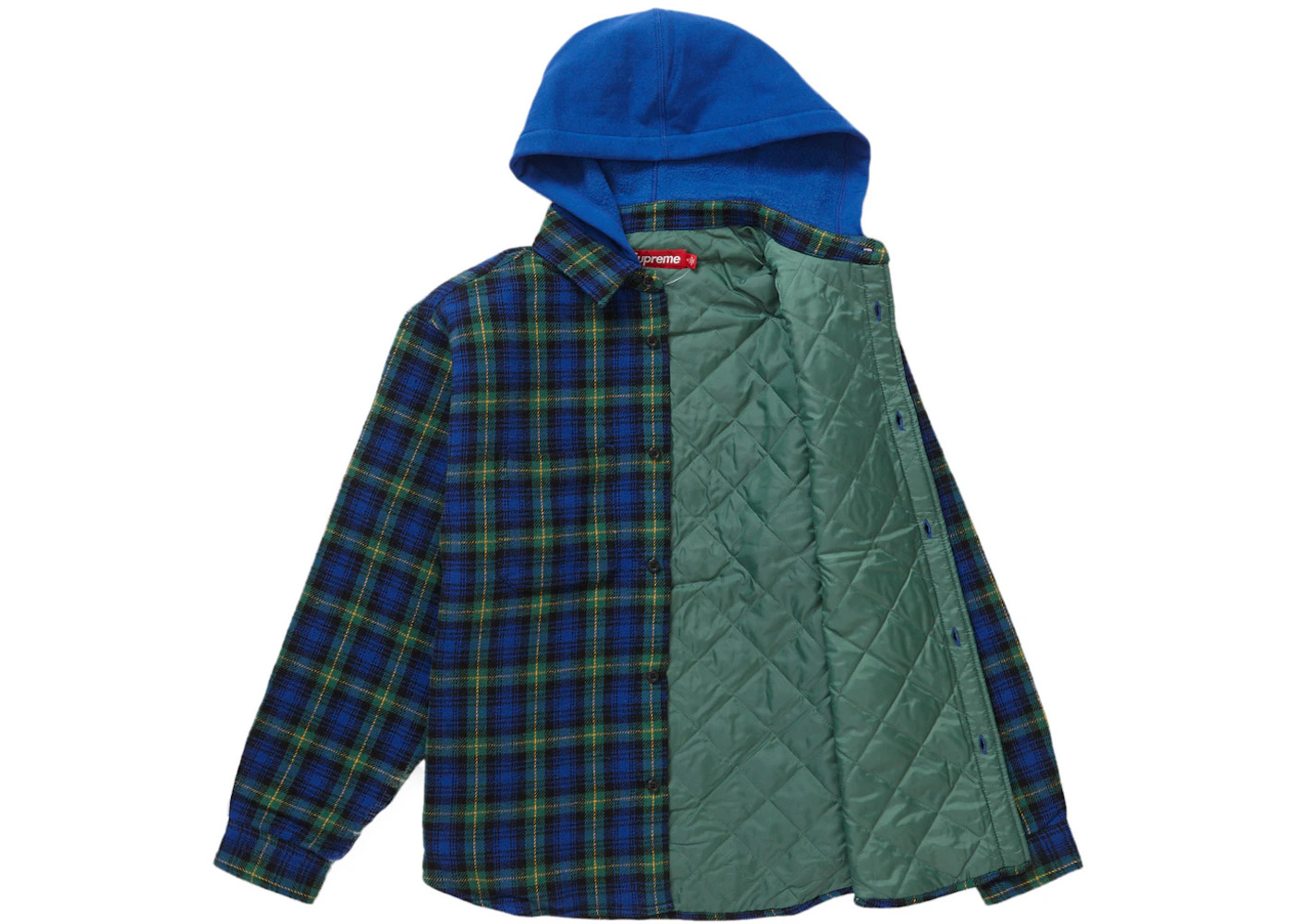 Supreme Tartan Flannel Hooded Shirt Blue - 2