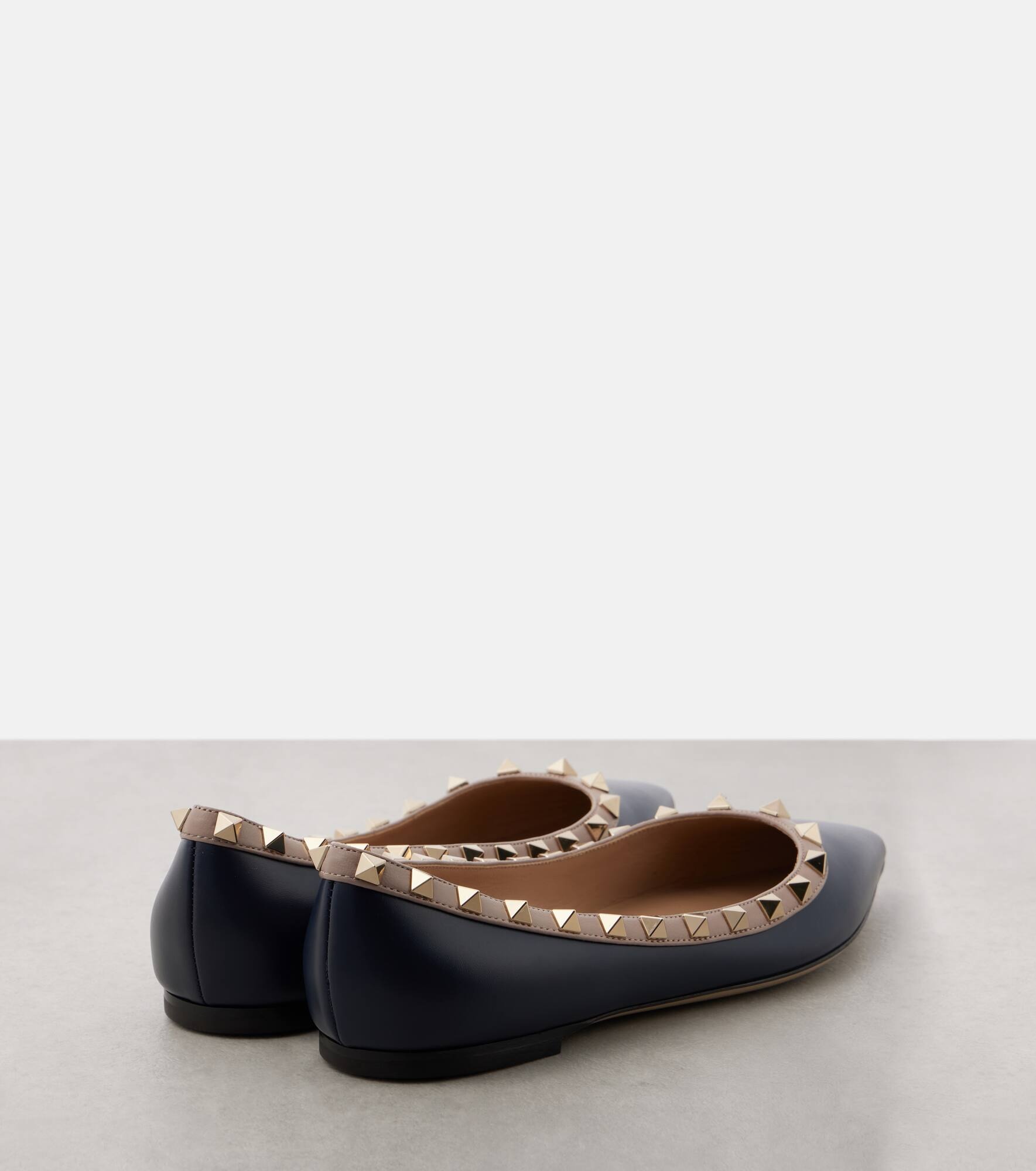 Rockstud leather ballet flats - 3