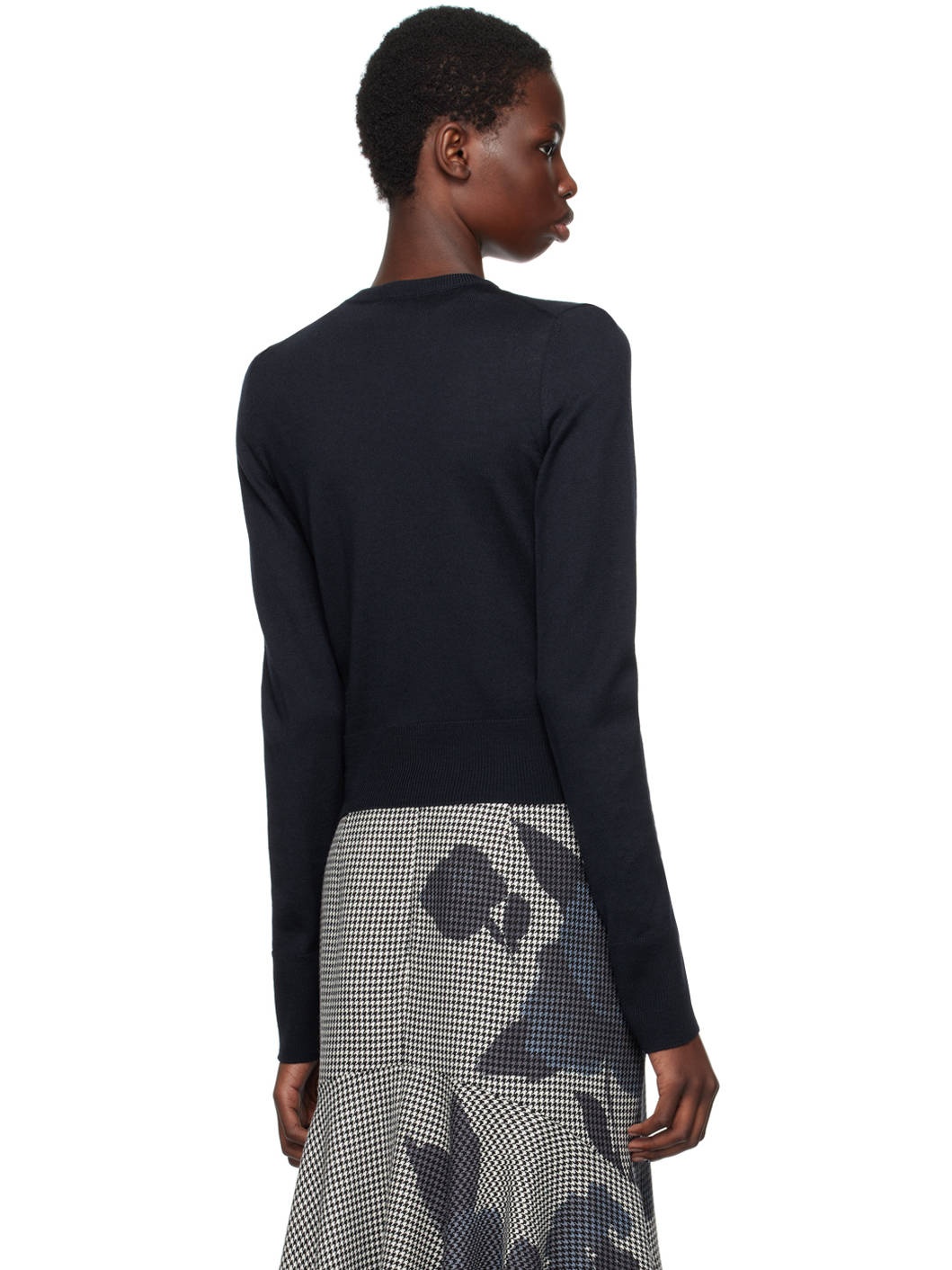 Navy Drape Knit Detail Cardigan - 3