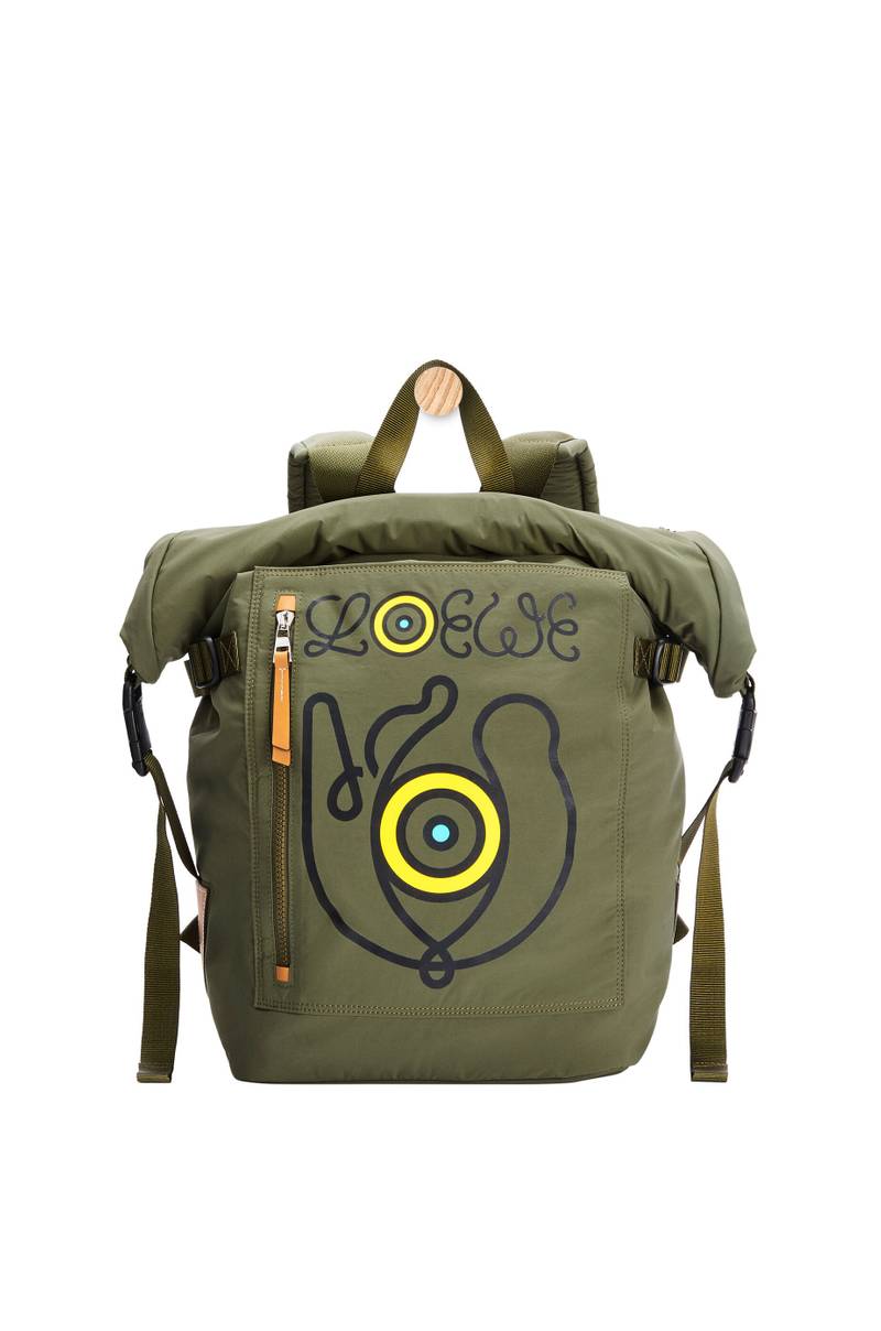 Roll top backpack in recycled nylon 1