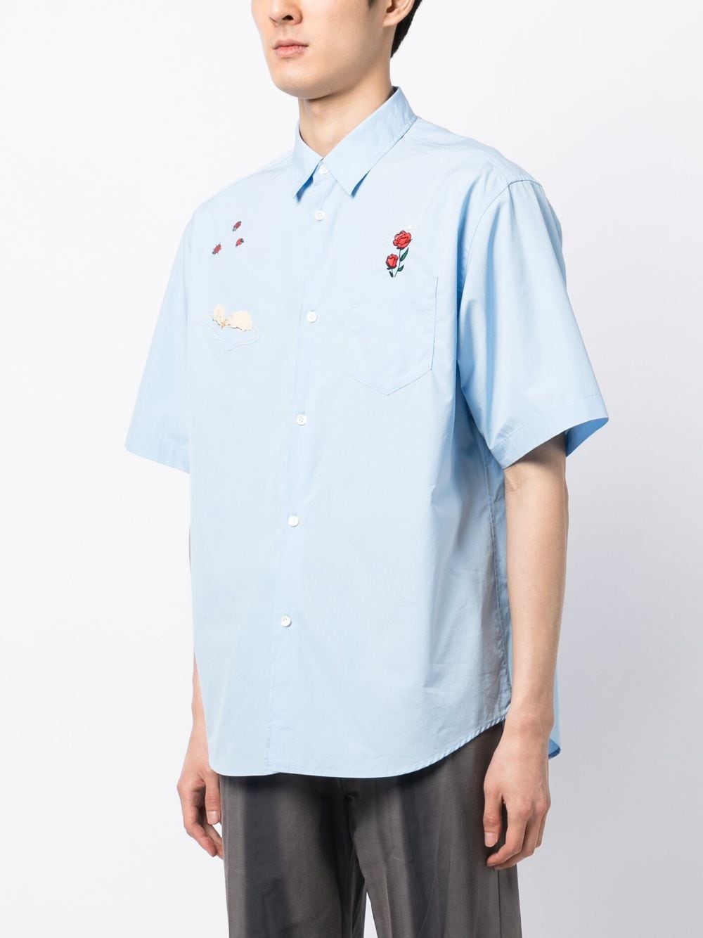 patch-detail cotton shirt - 3