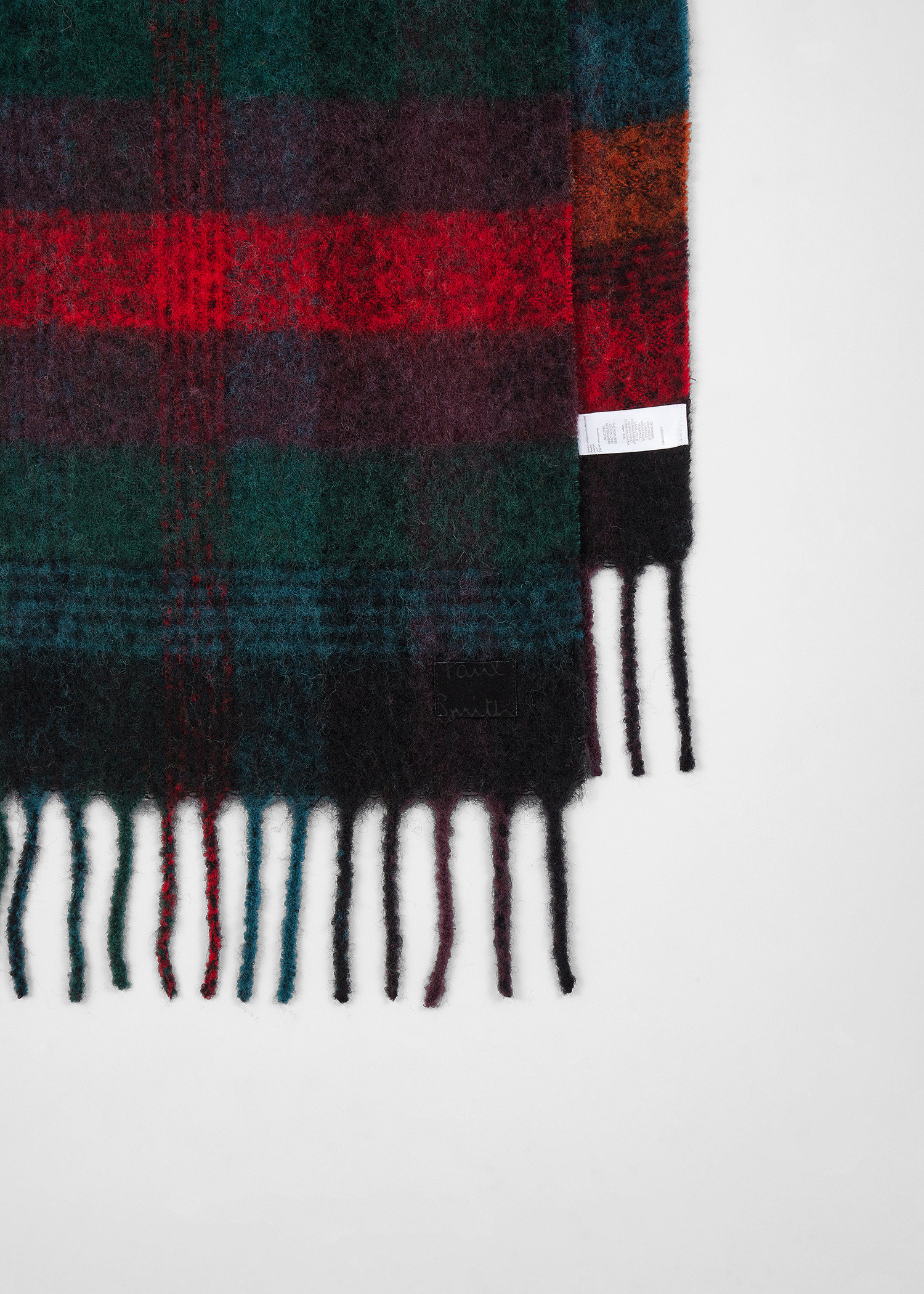 Red Merino Wool Check Scarf - 2
