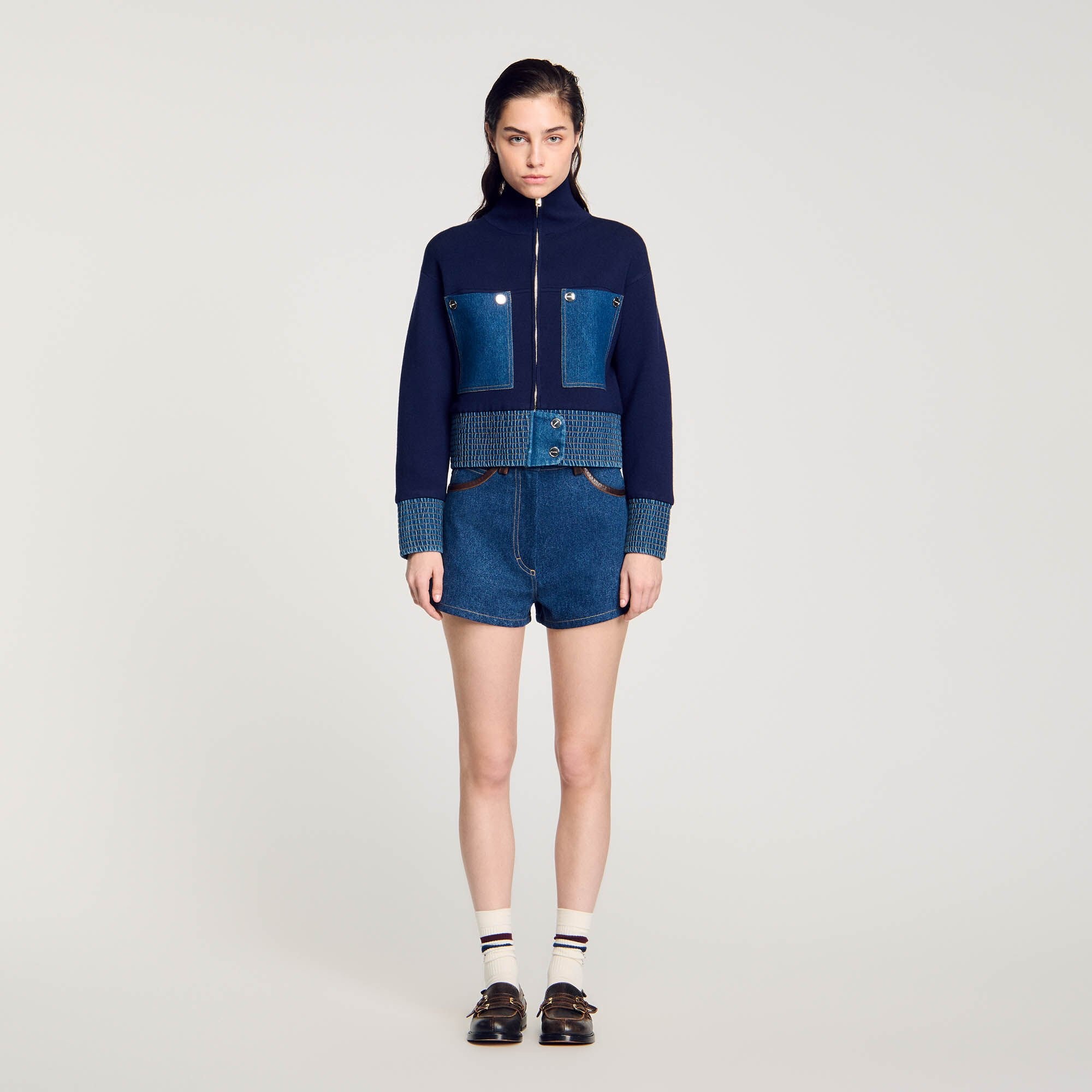 KNIT AND DENIM COATIGAN - 3