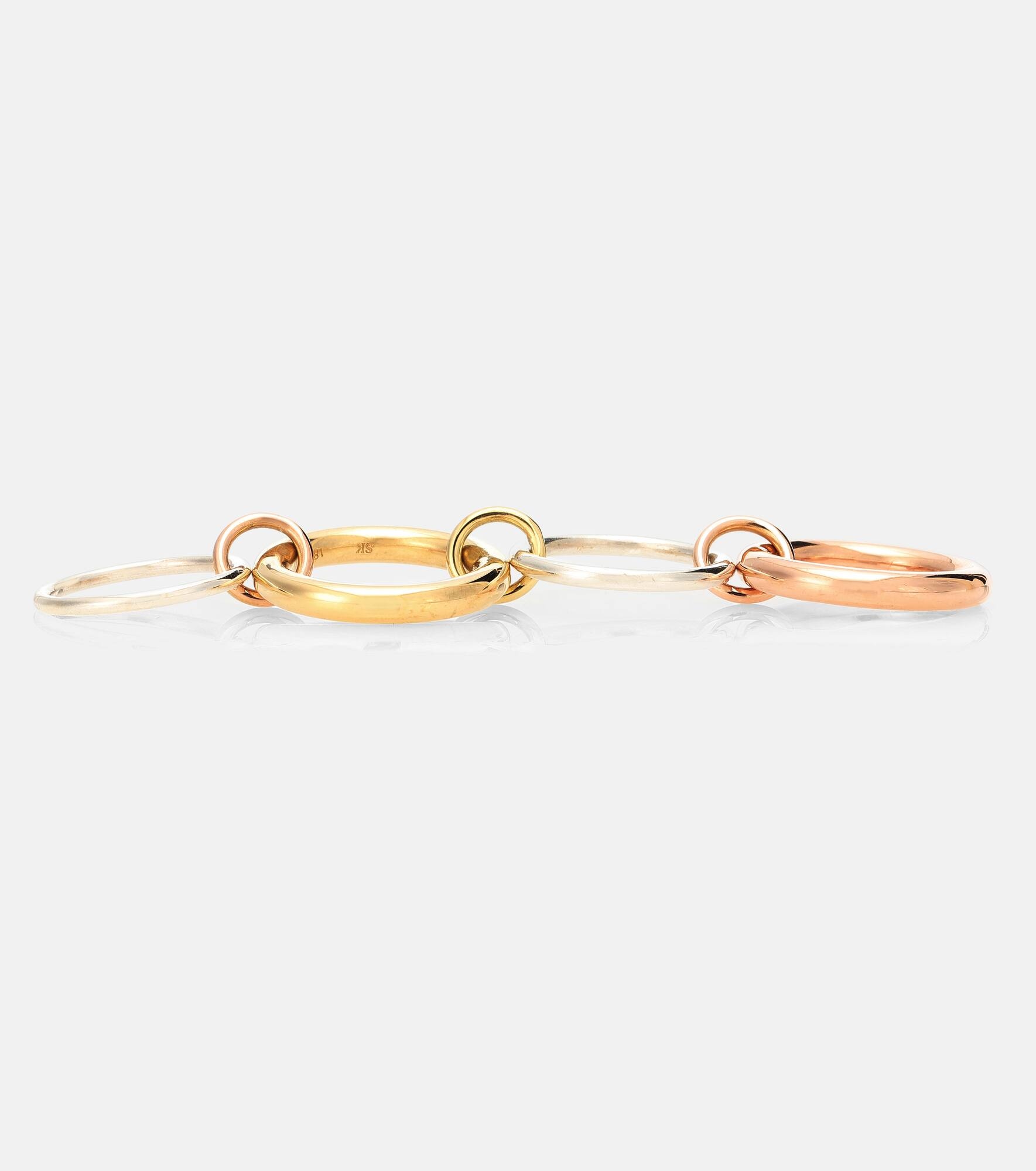 Cici Rose 18kt gold and sterling silver linked rings - 4