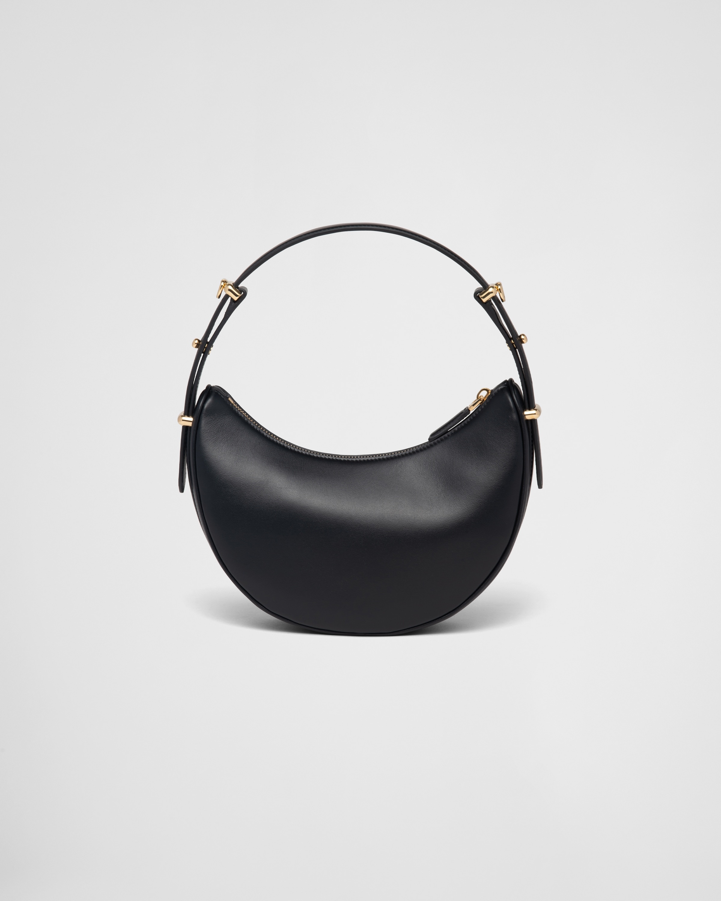 PRADA Arque Leather Shoulder Bag Black