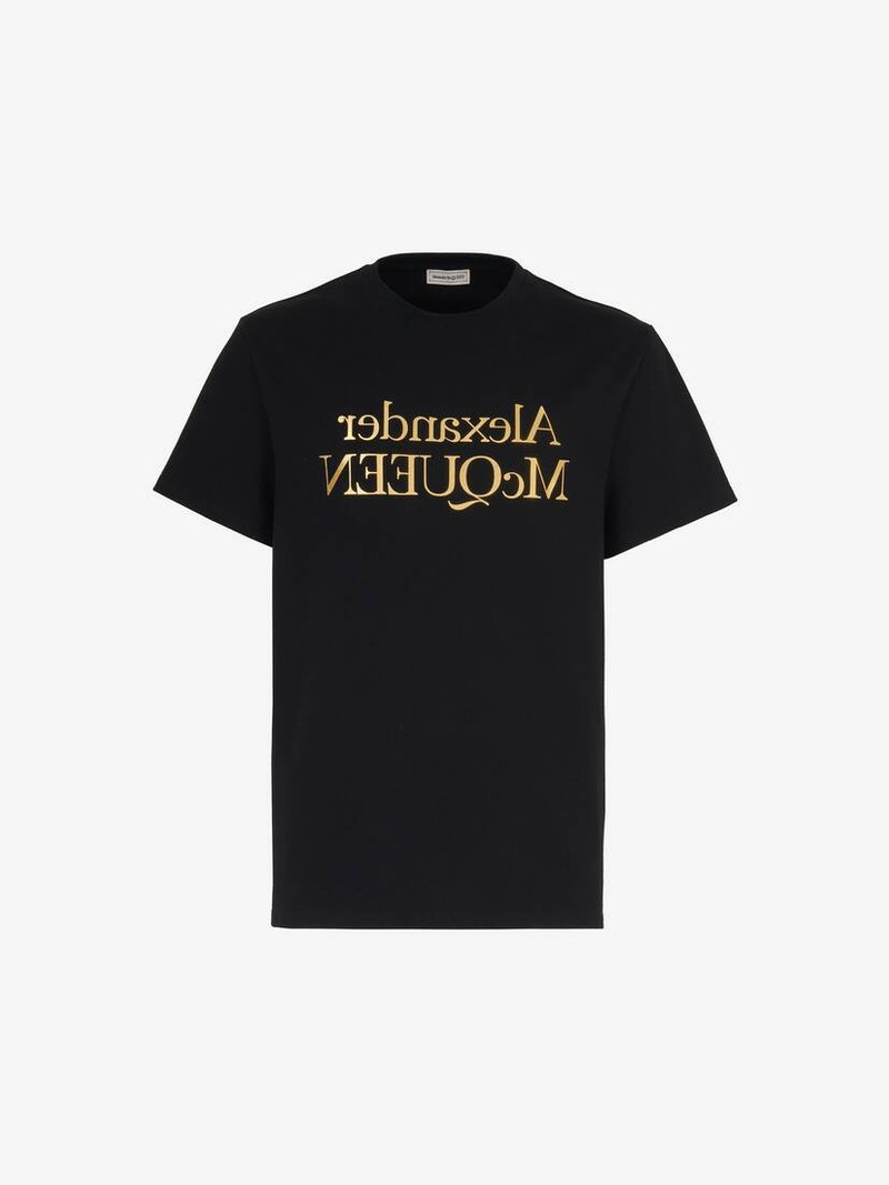 Men's Reflected Logo T-shirt in Black/ Gold 1